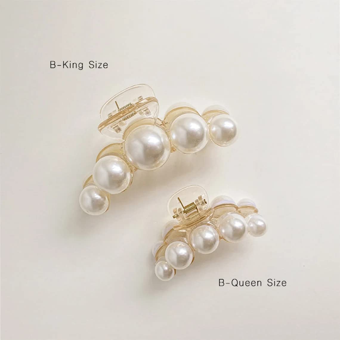 BellaStella Korean Stylish Pearl Hair Clips - Strong Hold Claw Clips for Women & Girls (Set of 2) - Perfect for Parties, Weddings & Everyday Hairstyles