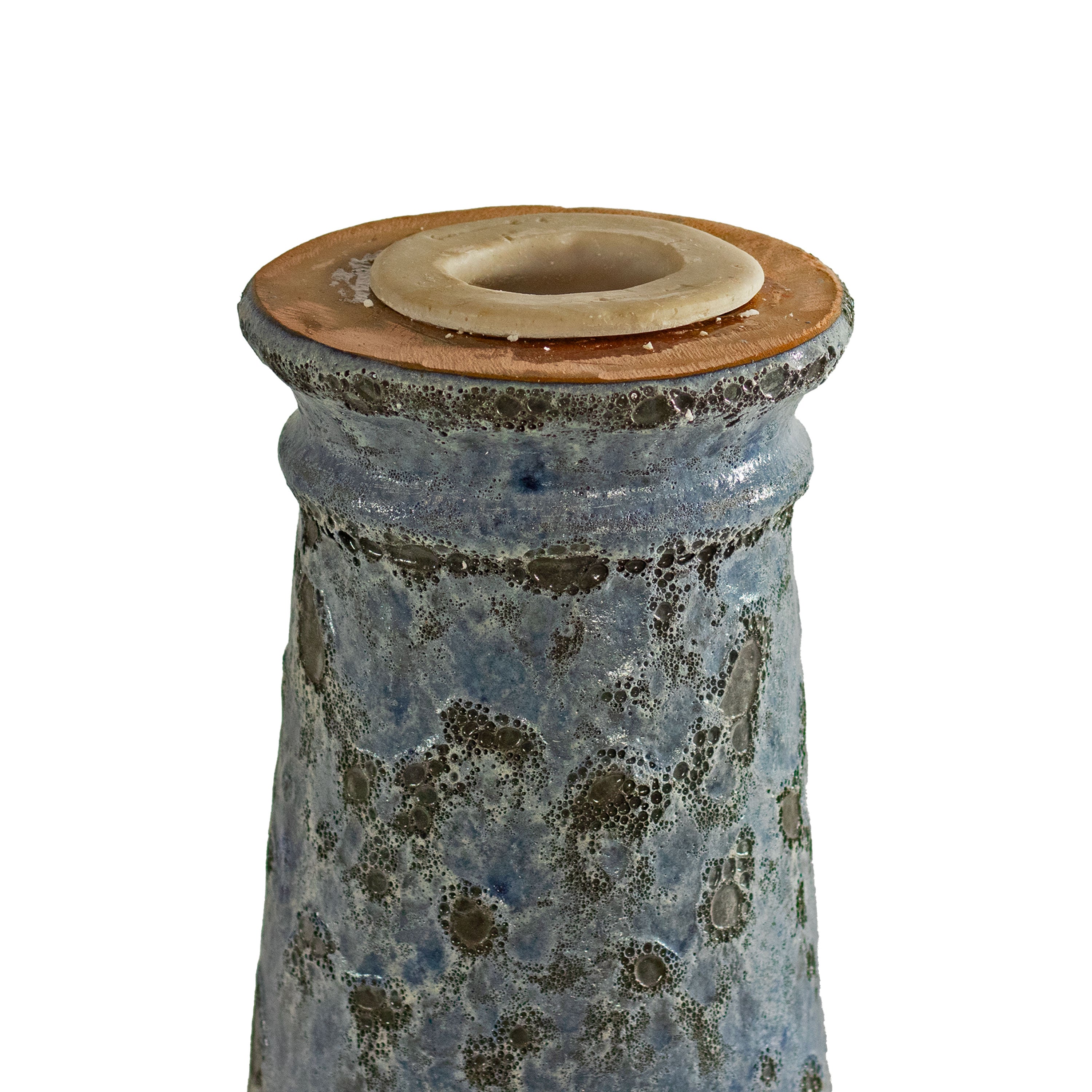 Sunnydaze Rennes Outdoor Ceramic Bird Bath - Blue Lava Finish - 22.5 Inch Height - Perfect for Garden Decor & Attracting Wild Birds