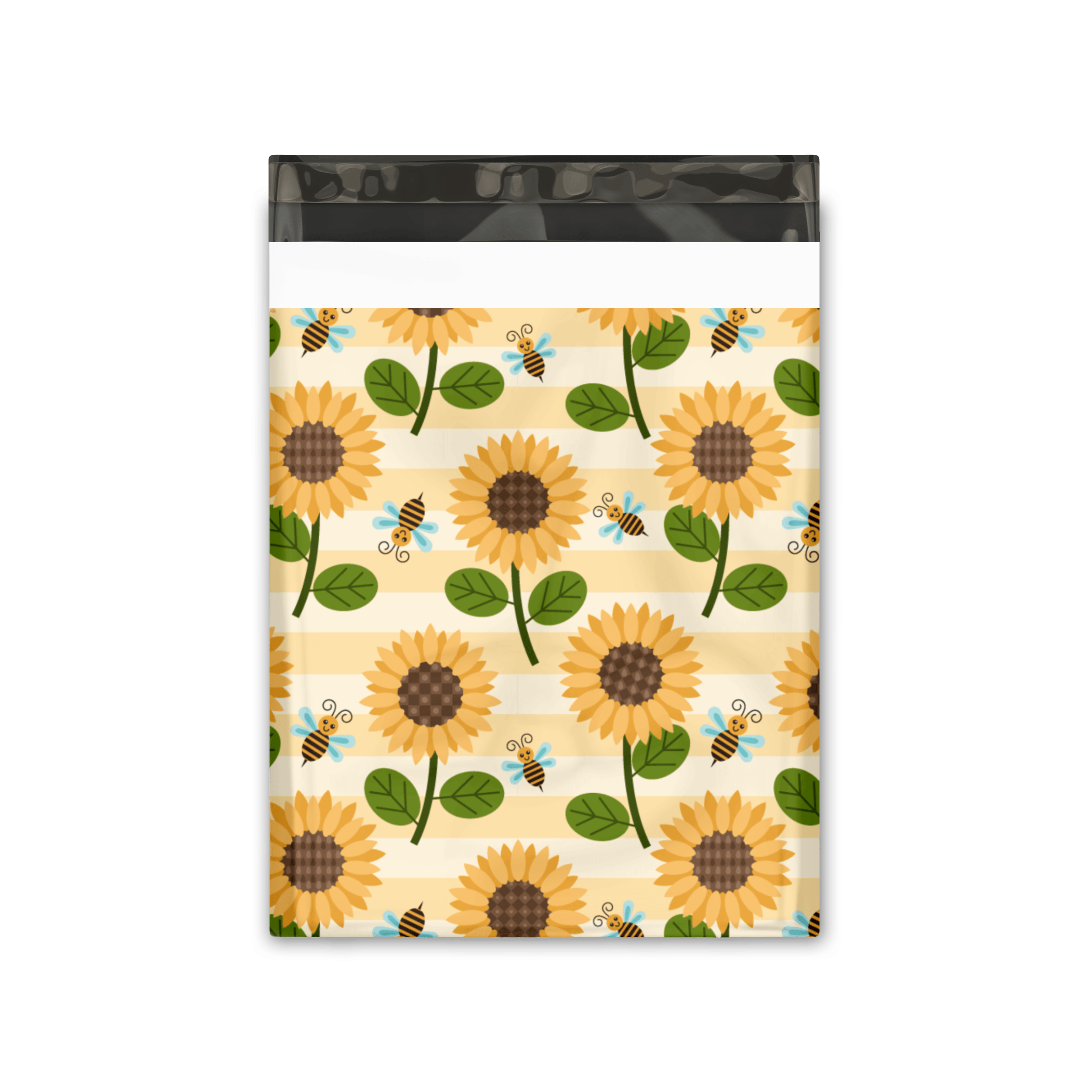 10x13 Inch Sunflower and Bumblebee Printed Poly Mailers - Waterproof Shipping Envelopes for Ecommerce, Boutique & Subscription Boxes - Perfect for Small Business, Online Stores & Gift Packaging