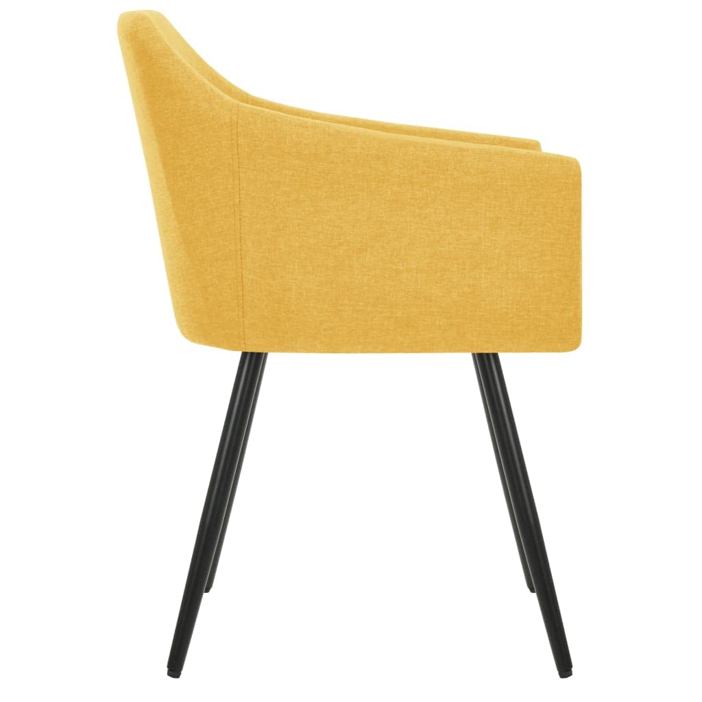 Modern Dining Chairs Set of 2 - Yellow Fabric Upholstered Kitchen & Restaurant Chairs - Contemporary Style for Home Dining Room, Cafe, and Bistro Settings