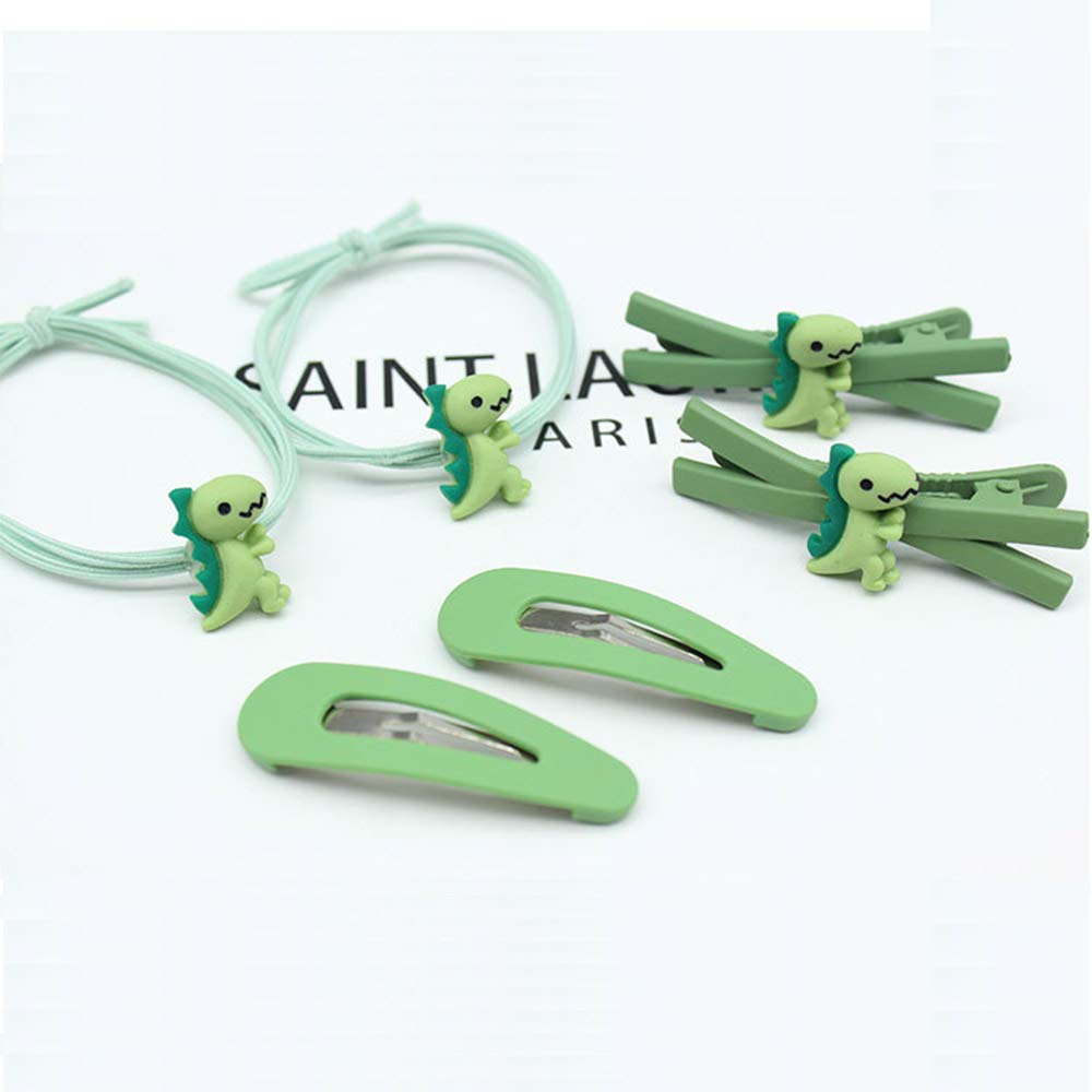 WHITEBRIDGE 6-Piece Cartoon Frosted Hair Clips Set - Dinosaur & Avocado Design Bobby Pins for Girls and Women | Cute Hair Accessories for School, Parties & Daily Styling