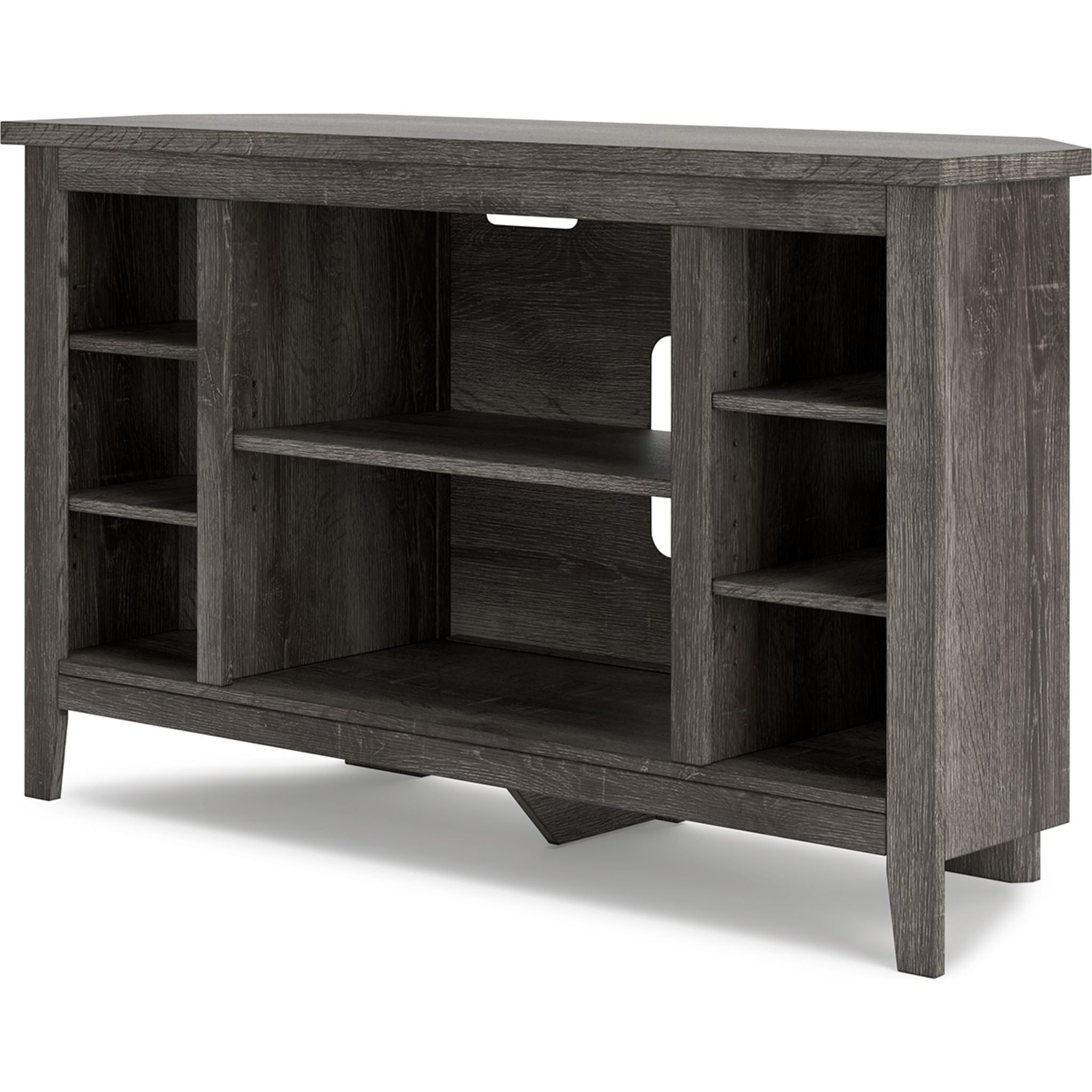Arlenbry Corner TV Stand in Gray - Modern Space-Saving Entertainment Center for Living Room & Bedroom