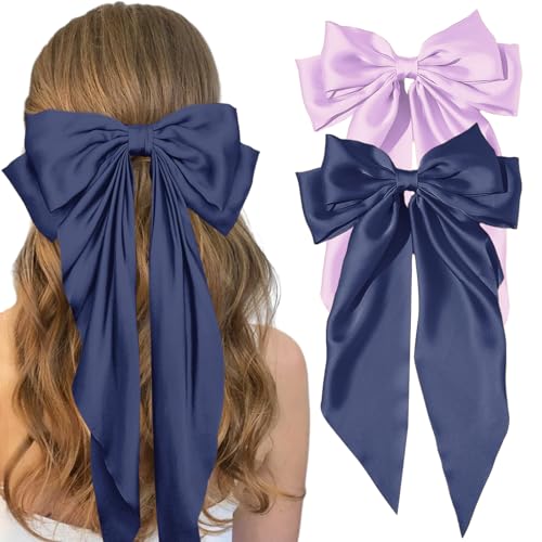 Navy Bow & Lilac Bow