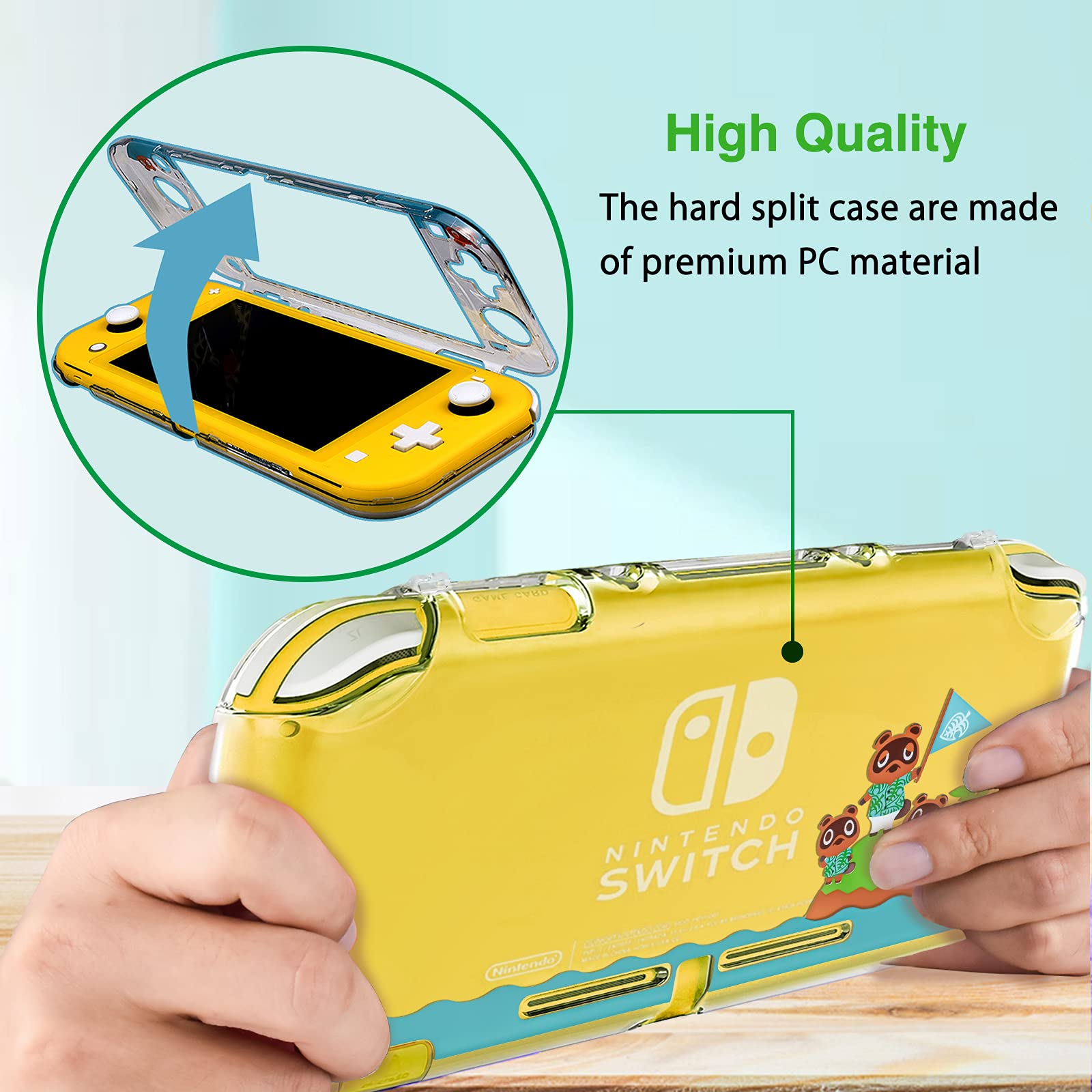 TIKOdirect Clear Protective Crystal Case for Nintendo Switch Lite - Anti-Scratch Hard Cover with Screen Protector | Animal Crossing Design | Perfect for Gaming, Travel & Everyday Protection