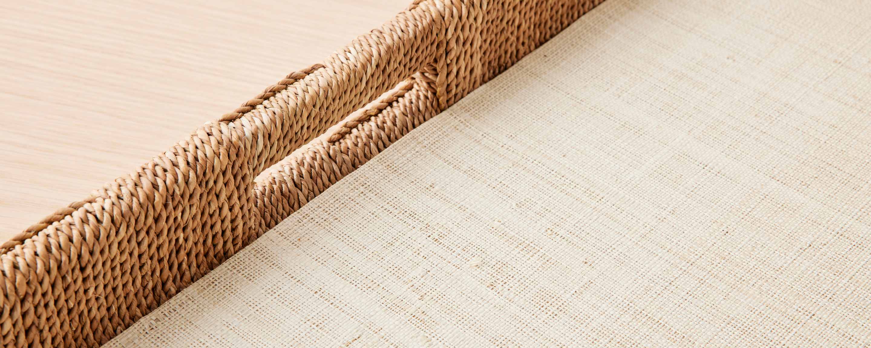 Natural Tan Rope & Raffia Tray - Large Woven Basket for Home Decor, Beach Picnics, and Boho Style Storage