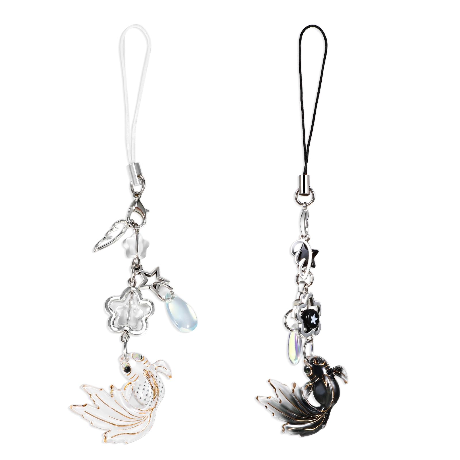 2Pcs Aesthetic Y2K Koi Fish Phone Charm - Beaded Starfish Lanyard for Phone Case, Bag & Keychain Decor - Cute Accessories for Teens, Girls, Kawaii Style (Perfect for School, Work & Everyday Use)