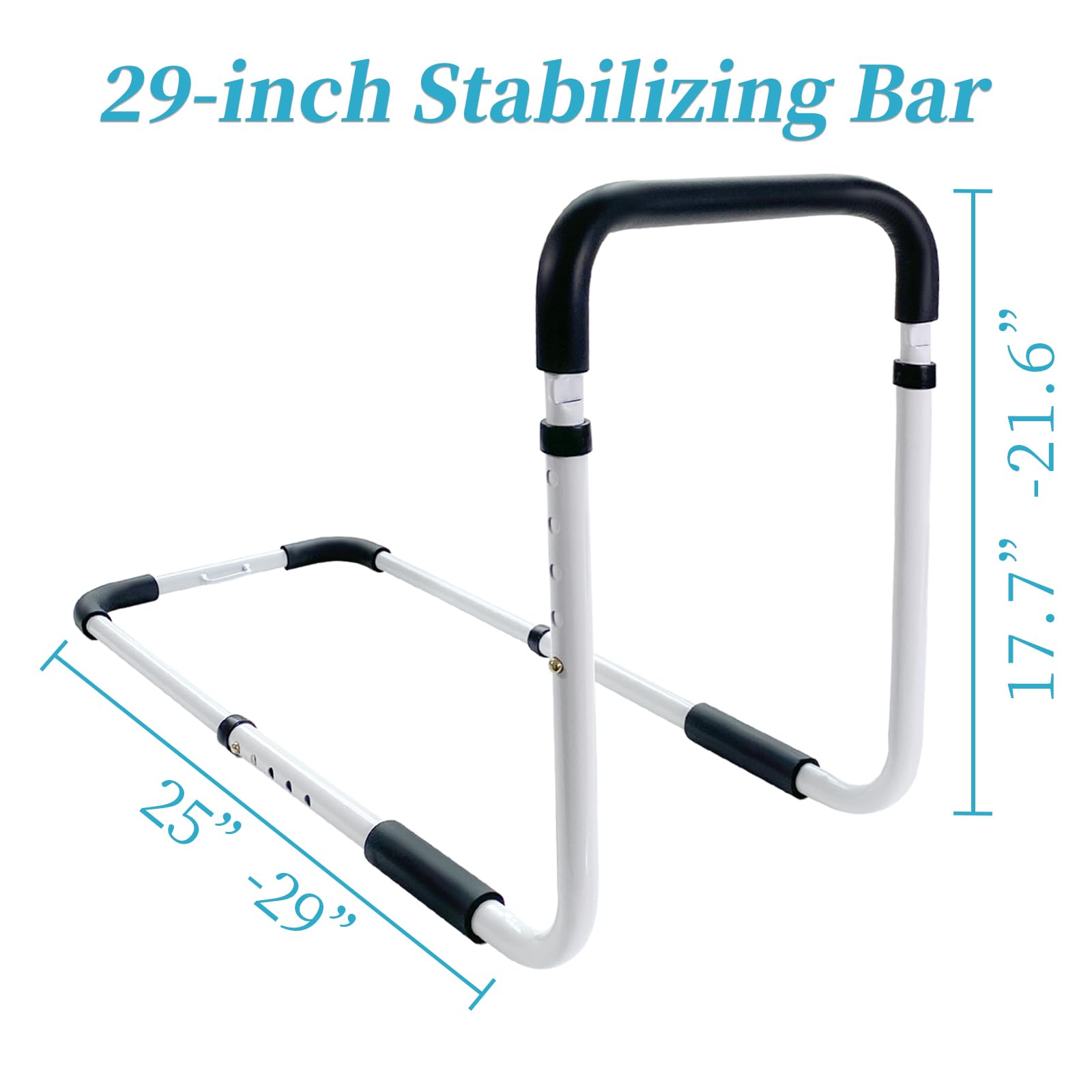 Adjustable Bed Safety Rails for Elderly - Anti-Fall Bed Assist Grab Bar with Storage Pocket - Fits King, Queen, Full & Twin Beds (White) - Ideal for Senior Home Care & Fall Prevention