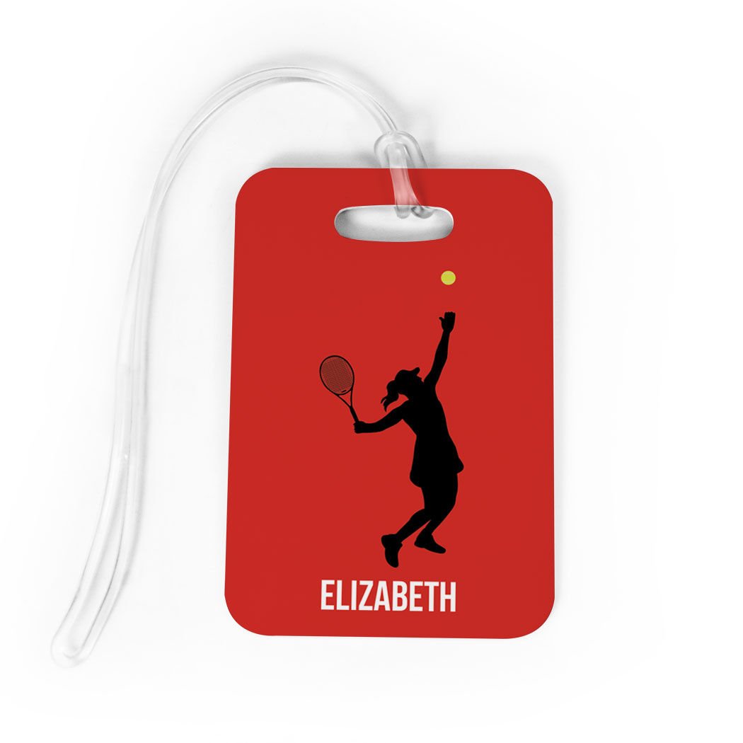Personalized Tennis Player Luggage Tag - Medium Size, Red & Black - Perfect for Tennis Bags, Gym Bags & Travel Accessories | ChalkTalkSPORTS