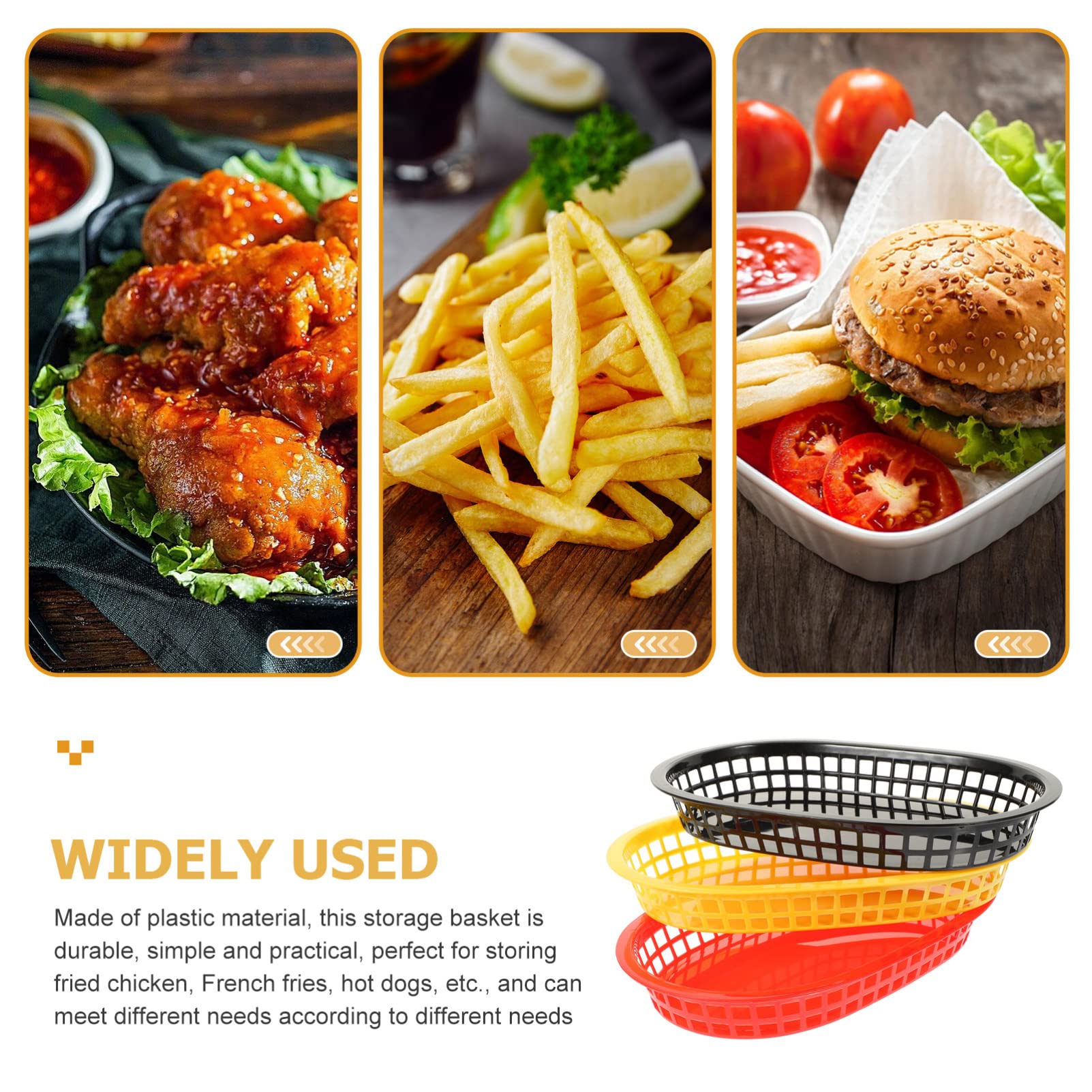 DOITOOL 6-Piece Plastic Bread Container Set - Hot Dog, Fried Chicken, Deli Display Basket & Serving Tray for Restaurants, Bakeries, and Food Trucks