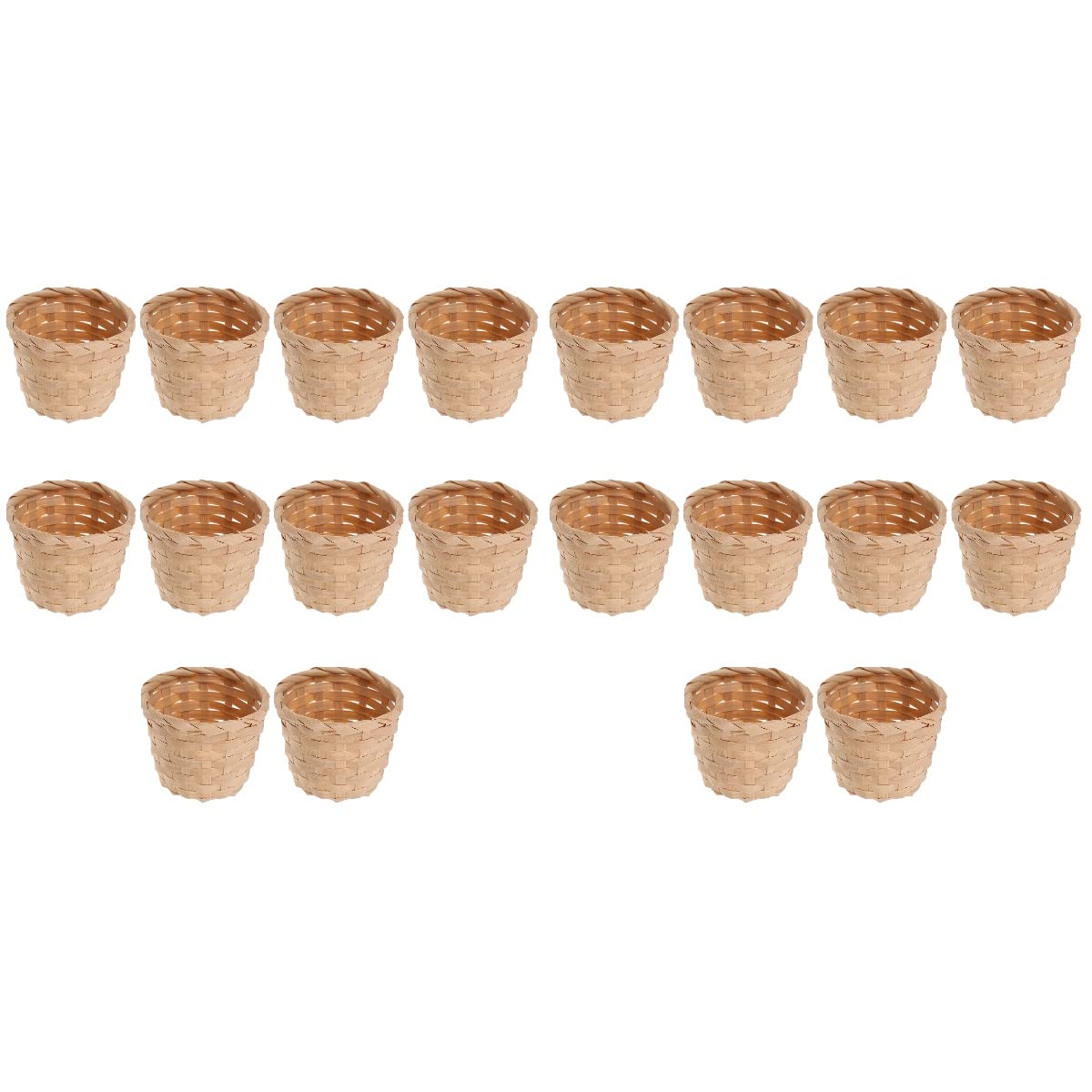 Toyvian 20PCS Wooden Woven Storage Baskets - Small Desktop Organizer for Crafts, Toys, Jewelry, Office Supplies & Home Decor | Perfect for Desk Organization, Gift Wrapping, Bathroom Storage & Plant Pots