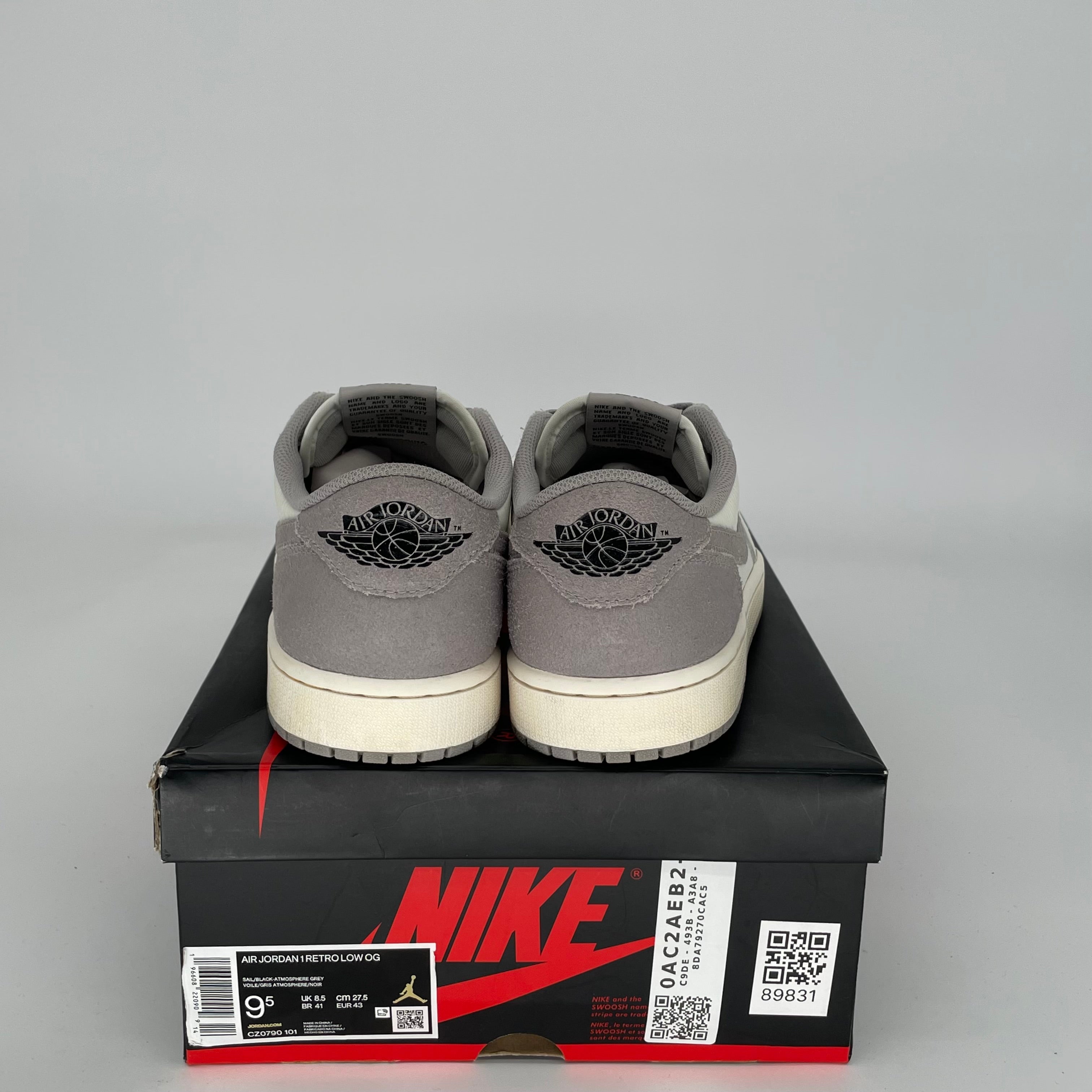 AIR JORDAN 1 LOW ATMOSPHERE GREY MEN'S SNEAKERS - SIZE 9.5 (CZ0790-101) | CASUAL WEAR, STREET STYLE & BASKETBALL FASHION