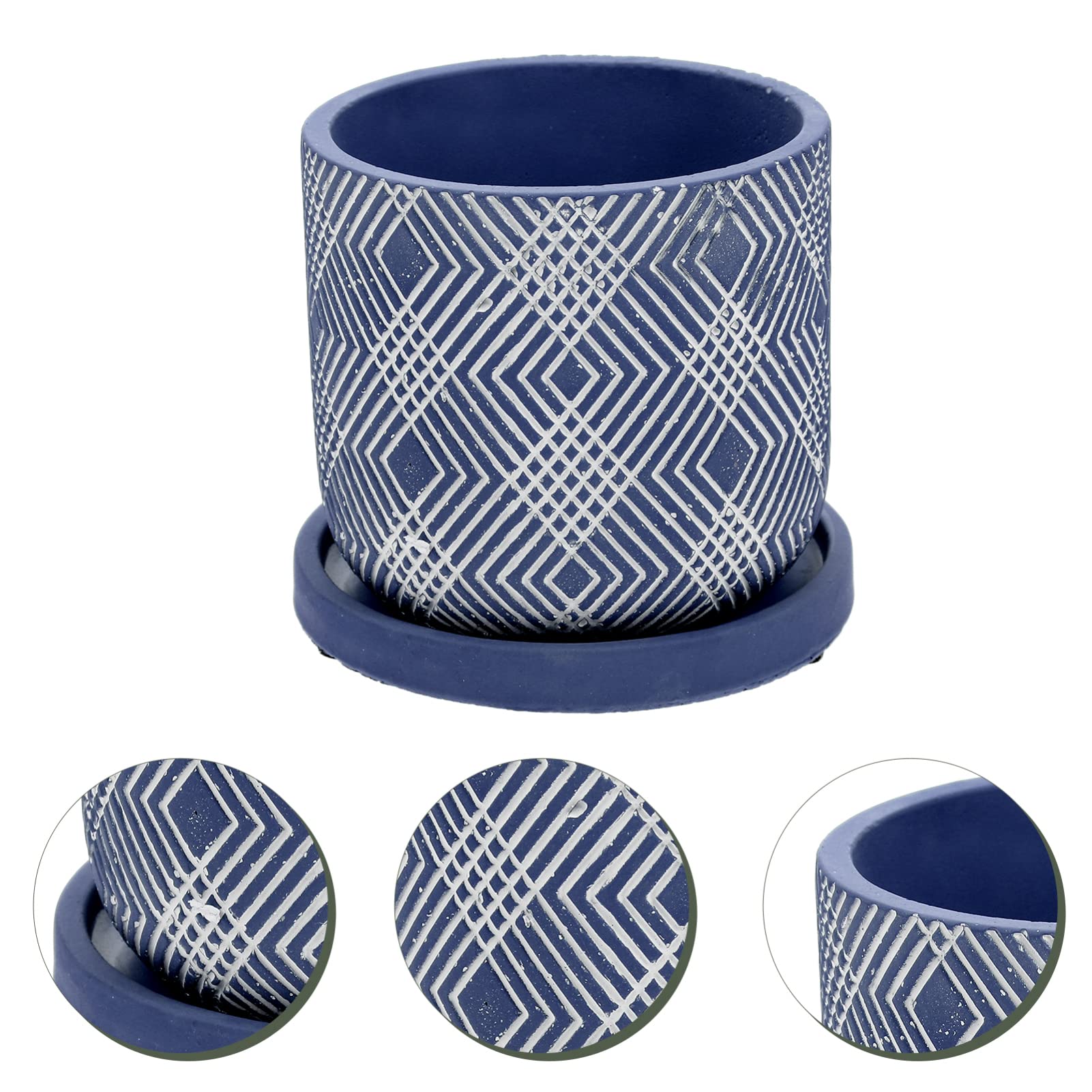 Geometric Ceramic Flower Pot Set - Indoor Outdoor Planters for Succulents, Roses & Houseplants - Nordic Style Cement Planter with Chinese Design - Perfect for Home Decor, Office & Garden Use