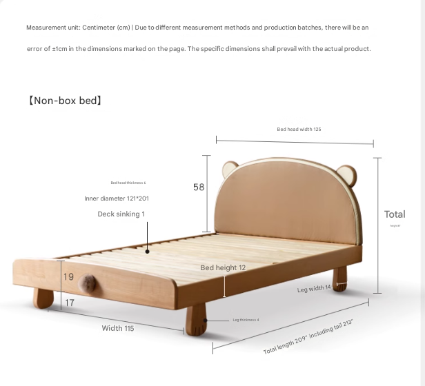 Solid Wood Bear Box Bed - Handcrafted from Premium Beech & Oak - Durable & Stylish Storage Solution for Kids' Rooms, Nurseries, and Cabin Decor