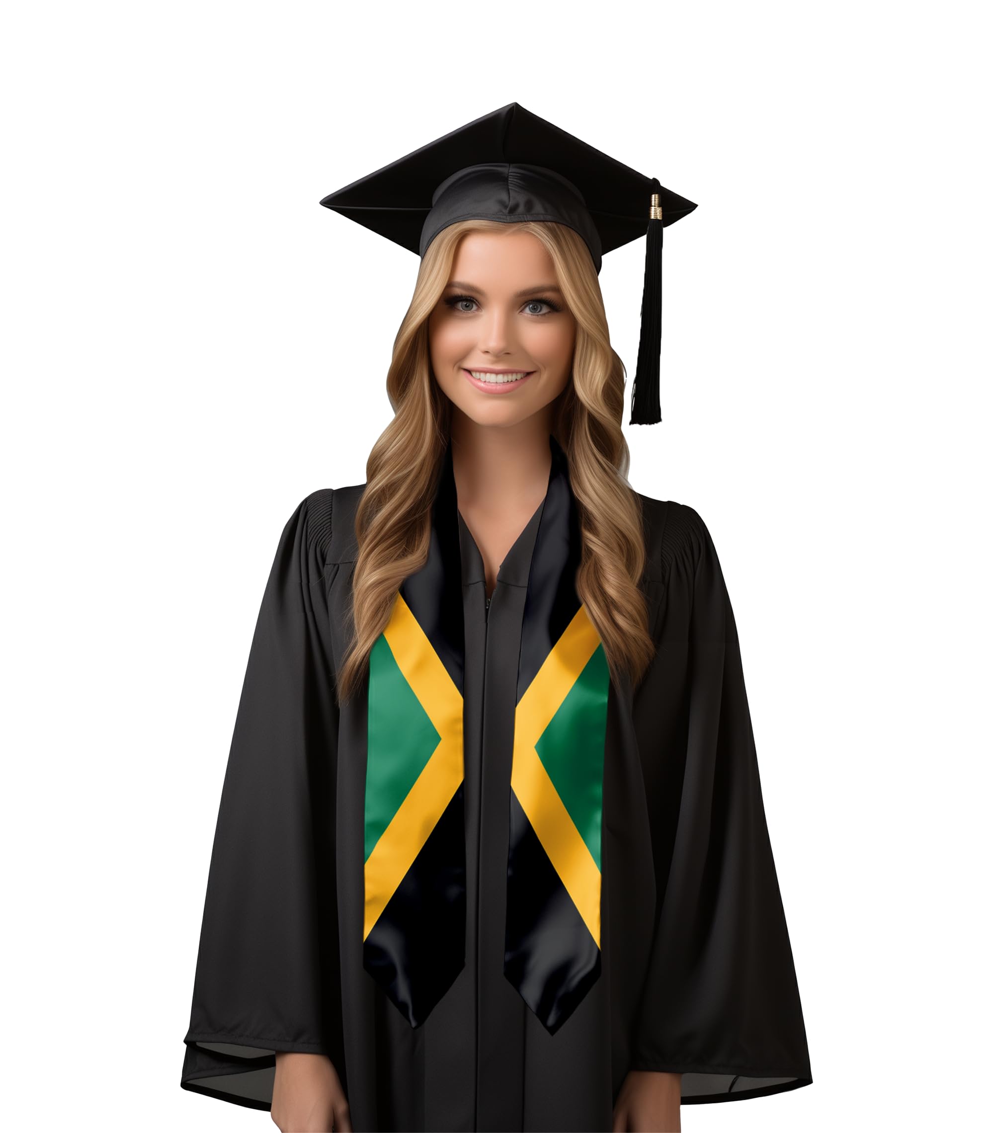 Civilos Unisex Graduation Stole with Flag Design - Honor Sash for Graduation Ceremony - Perfect for High School & College Students Commencement