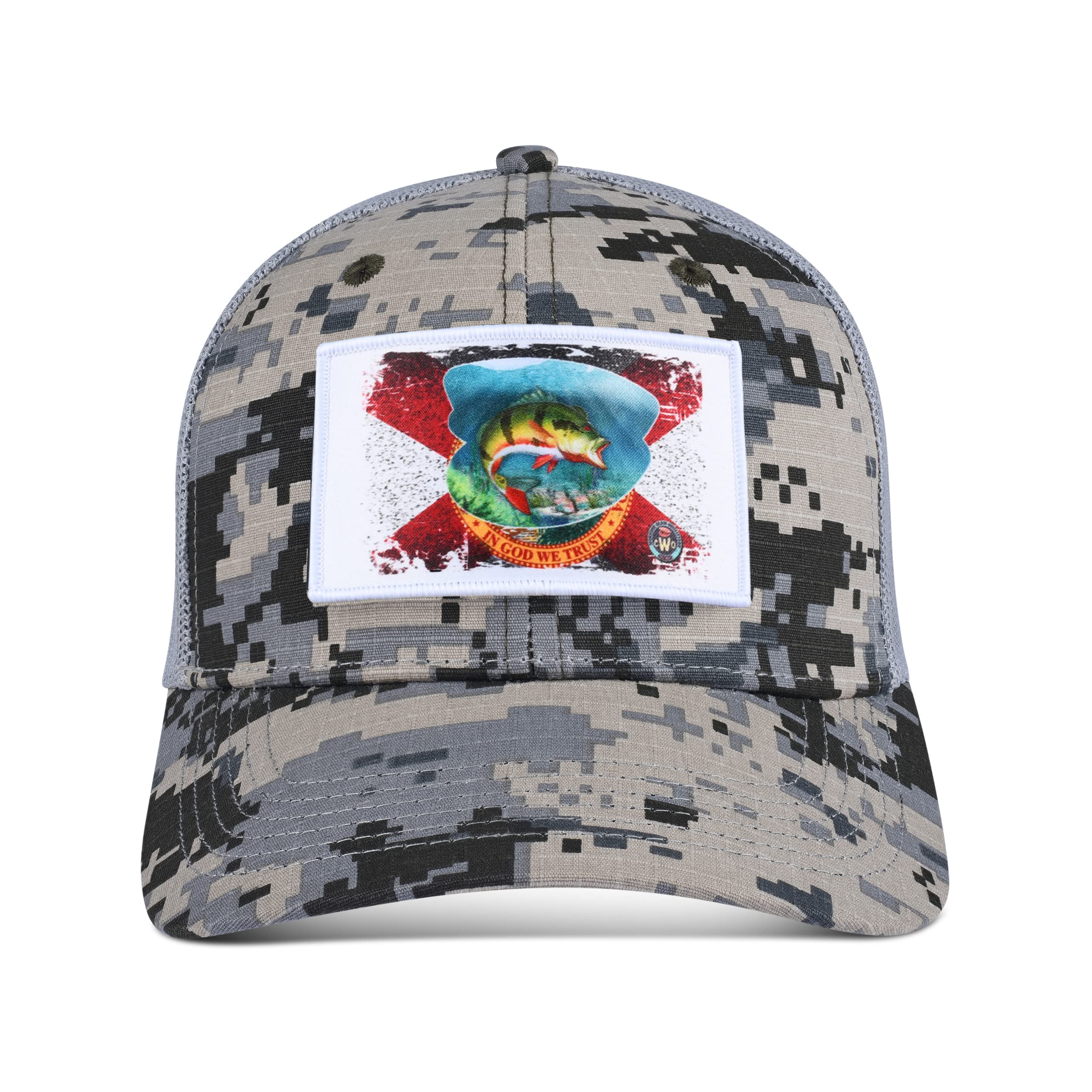High Performance Fishing Trucker Hat for Men - Interchangeable Patches, Breathable Mesh Back, UV Protection - Perfect for Outdoor Fishing, Boating, and Summer Adventures