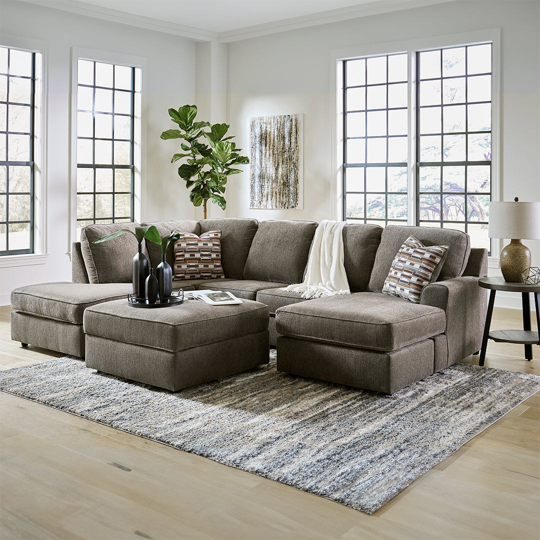 Ophannon Sectional Sofa with Chaise Lounge in Putty - Perfect for Living Room, Family Room & Home Theater Comfort