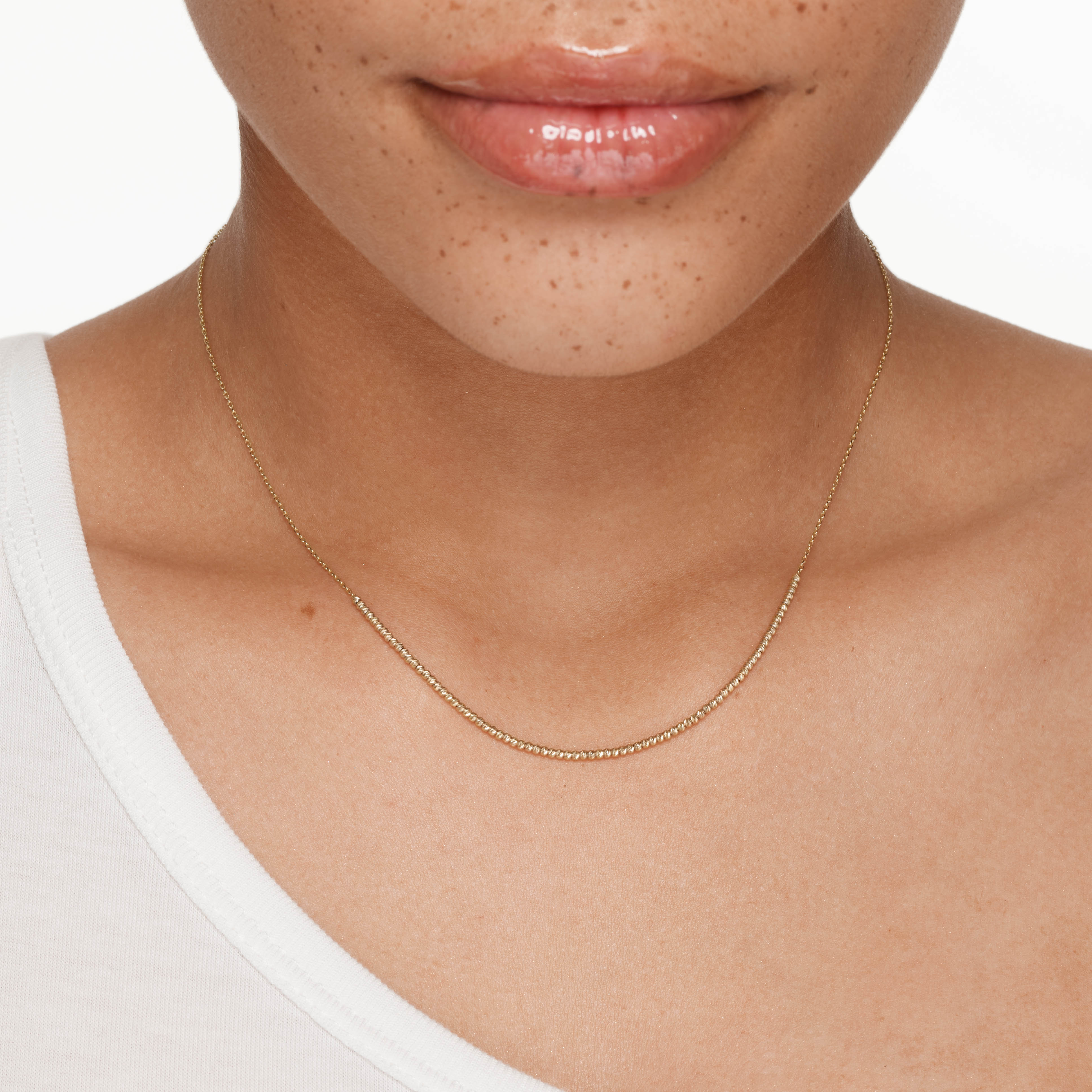 10k Gold Micro Beaded Chain Necklace for Women - Elegant Layering Piece for Everyday Wear & Special Occasions