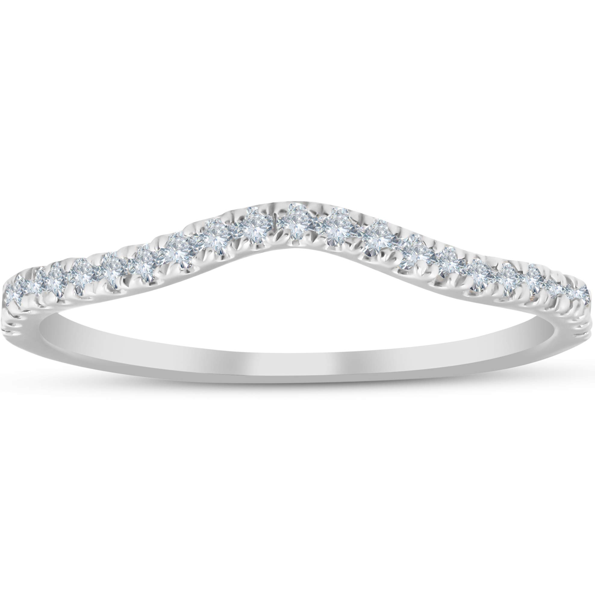 1/4 Carat Curved Diamond Guard Enhancer Wedding Ring - 10k White Gold for Bridal Sets & Anniversary Gifts | Perfect Ring Enhancer for Engagement Rings & Stackable Bands