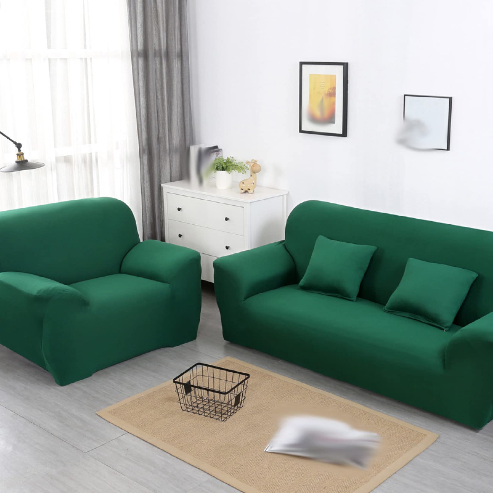 U-Shaped Sectional Sofa Slipcovers - Breathable Polyester Elastic Furniture Protector for Living Room, Couch & Home Decor | Perfect for Pet Owners & Family Gatherings