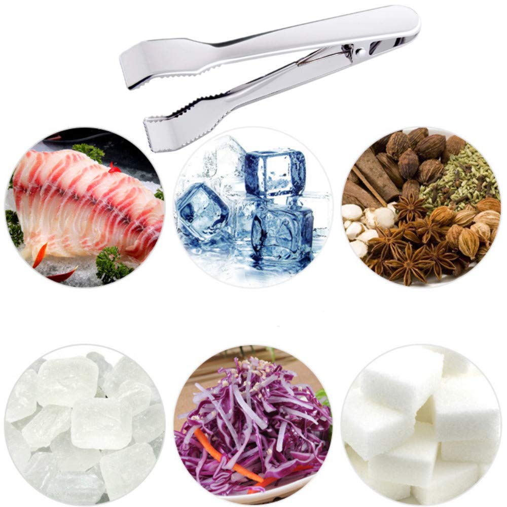 Premium Stainless Steel Ice Tongs with Non-Slip Sawtooth Grip - 2 Pack for Ice Buckets, Cocktails, Sugar Cubes & Coffee Bars - Ideal for Home Bars, Restaurants & Party Serving