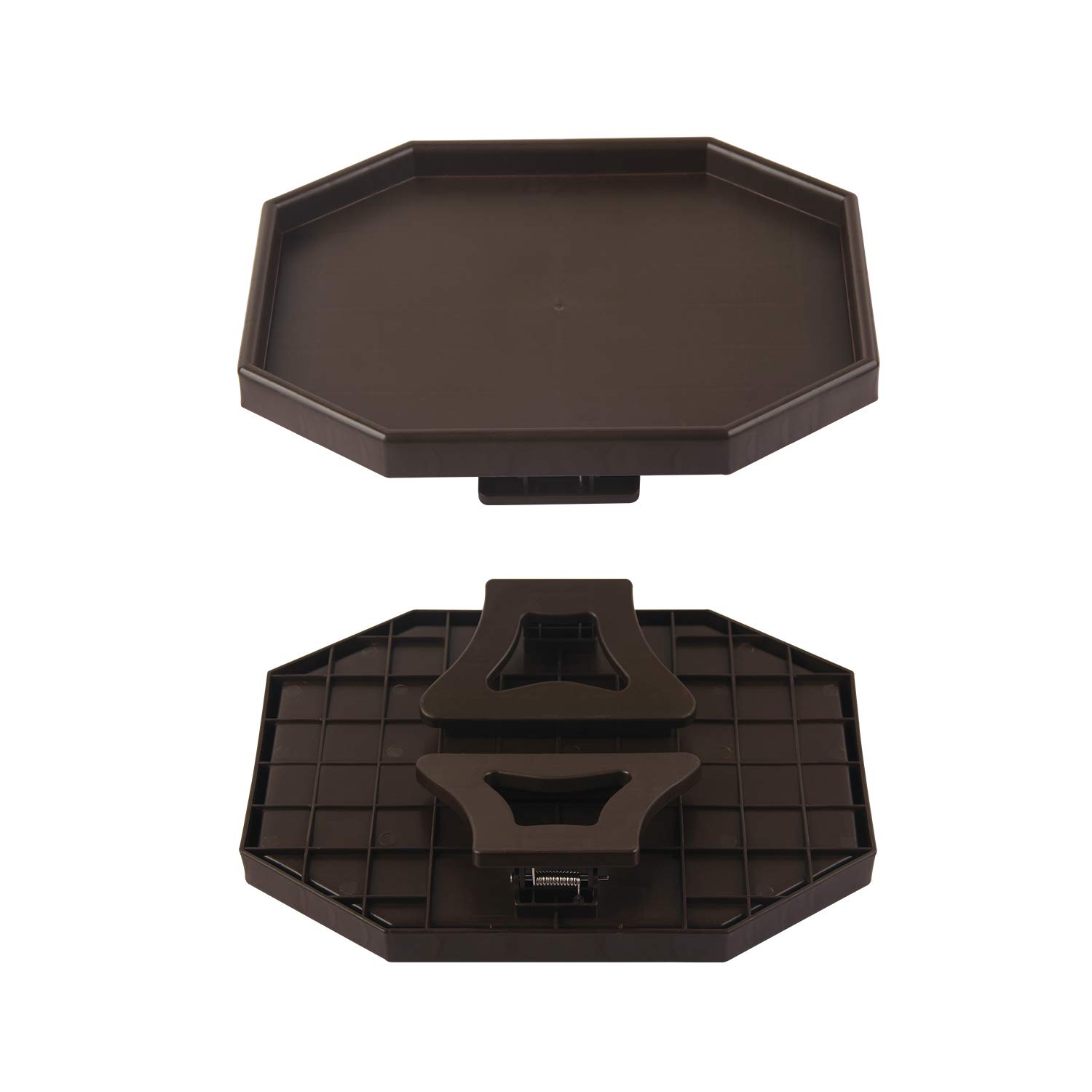 Foldable Plastic Clip-On Armrest Tray Table - Sofa Couch Snack & Drink Holder for Remote Control, Books, and Laptops - Perfect for Living Room, Bedroom, or Office Use (Brown)