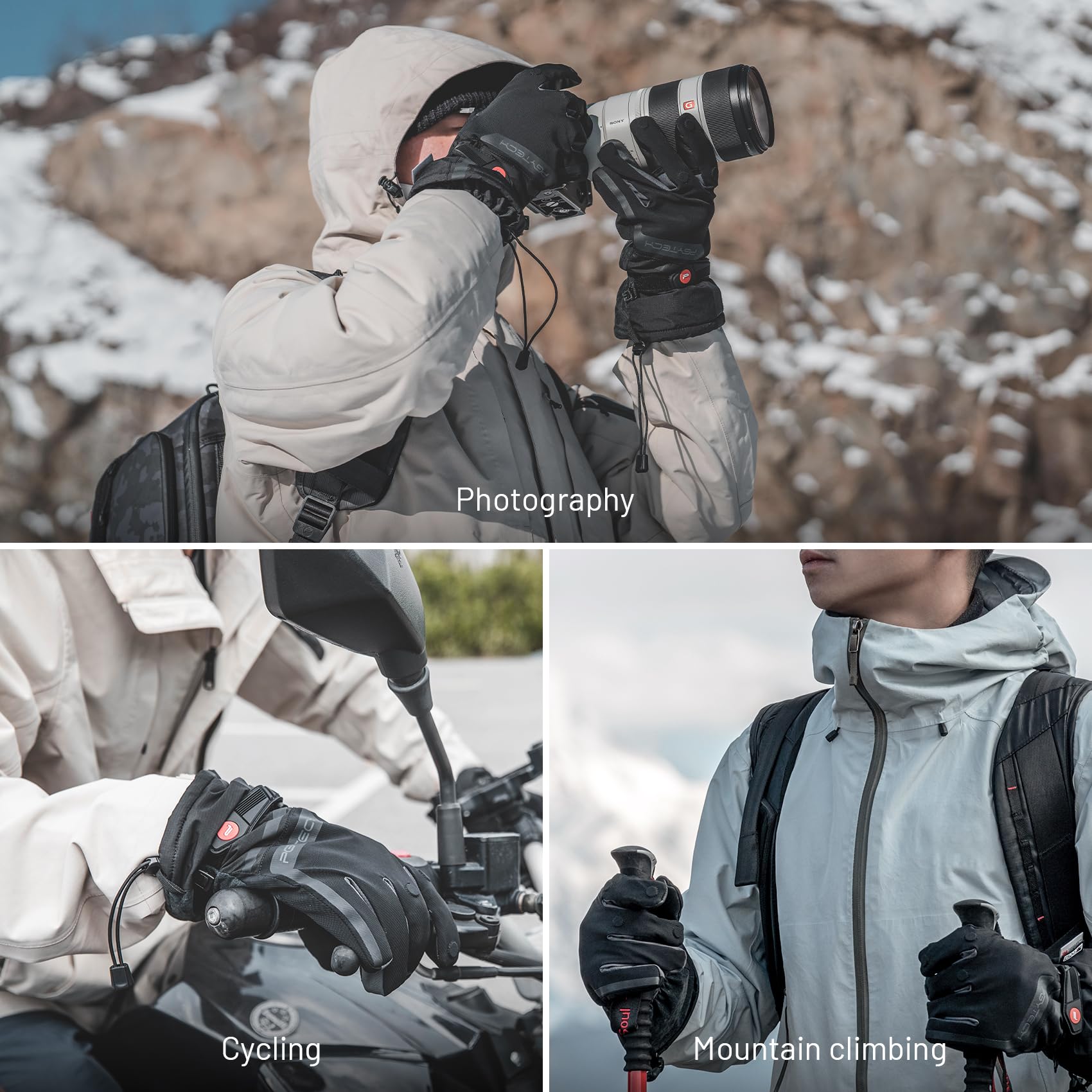 PGYTECH Rechargeable Electric Heating Gloves for Photographers, Skiing, Snowboarding - Winter Warm Gloves for Outdoor Activities, Cold Weather Gear