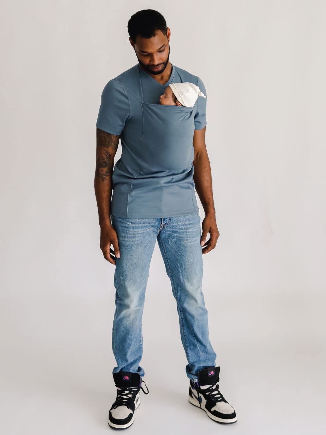 Lalabu Dad Shirt - Hands-Free Baby Carrier for Fathers with Kangaroo Pouch | Safe & Comfortable Newborn Carrier (Up to 15 lbs) | CPSC Certified | Perfect for Bonding, Walks & Daily Activities