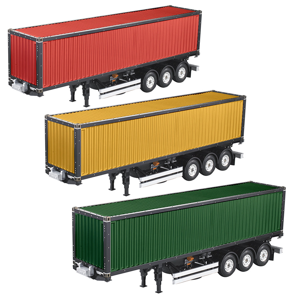 1/14 Scale 3-Axle Metal Chassis 40ft Container Semi Trailer - Painted RC Model for TAMIYA Tractor Truck & DIY RC Cars - Perfect for RC Hobbyists, Collectors and Model Truck Enthusiasts