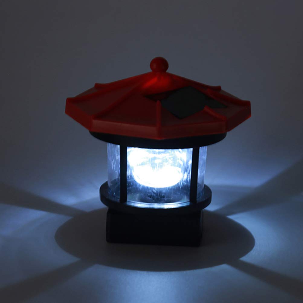 Solar Powered LED Lighthouse Outdoor Light - Waterproof Garden Landscape Lamp for Lawn, Patio, Pond Decoration (Red) | Perfect for Backyard, Pathway & Poolside Lighting