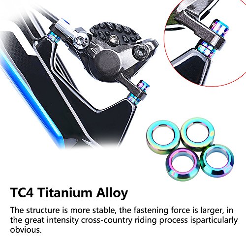 Dilwe 2 Pairs TC4 Titanium Headset Spacer & Front Brake Caliper Gasket Kit for Mountain Bike and Motorcycle - Durable Replacement Part for Smooth Braking Performance (Ideal for Off-Road Cycling and Motorcycle Maintenance)
