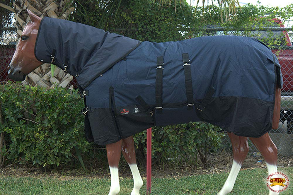 HILASON 1200D Waterproof Winter Horse Blanket with Neck Cover & Belly Wrap - Heavy Duty 72