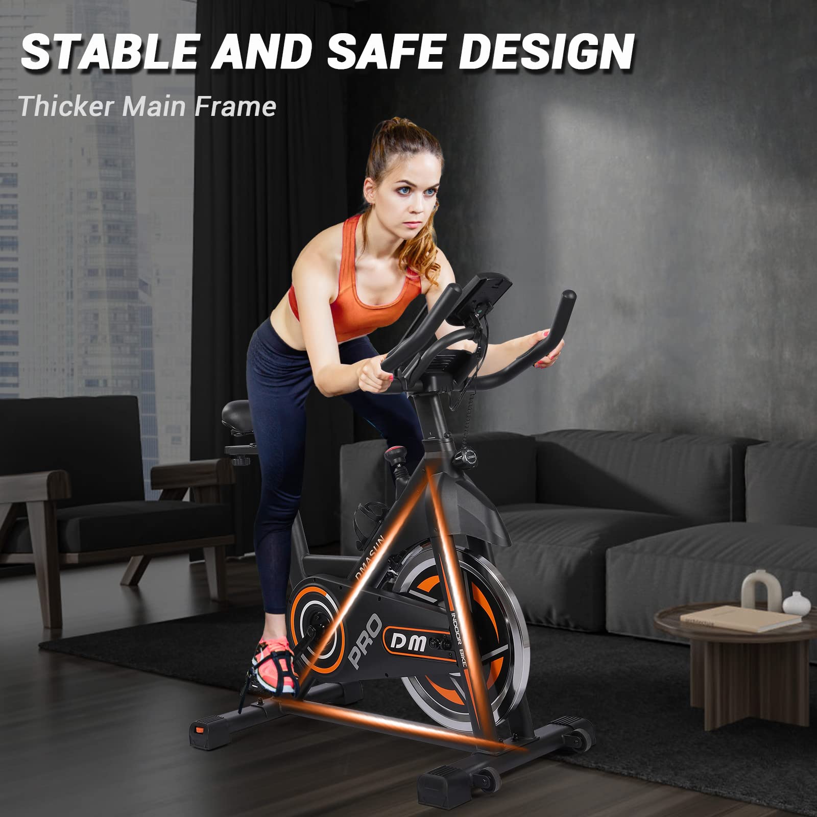 DMASUN Indoor Cycling Exercise Bike with Comfortable Seat Cushion & Digital Pulse Display - Perfect for Home Gym Cardio Workouts and Fitness Training