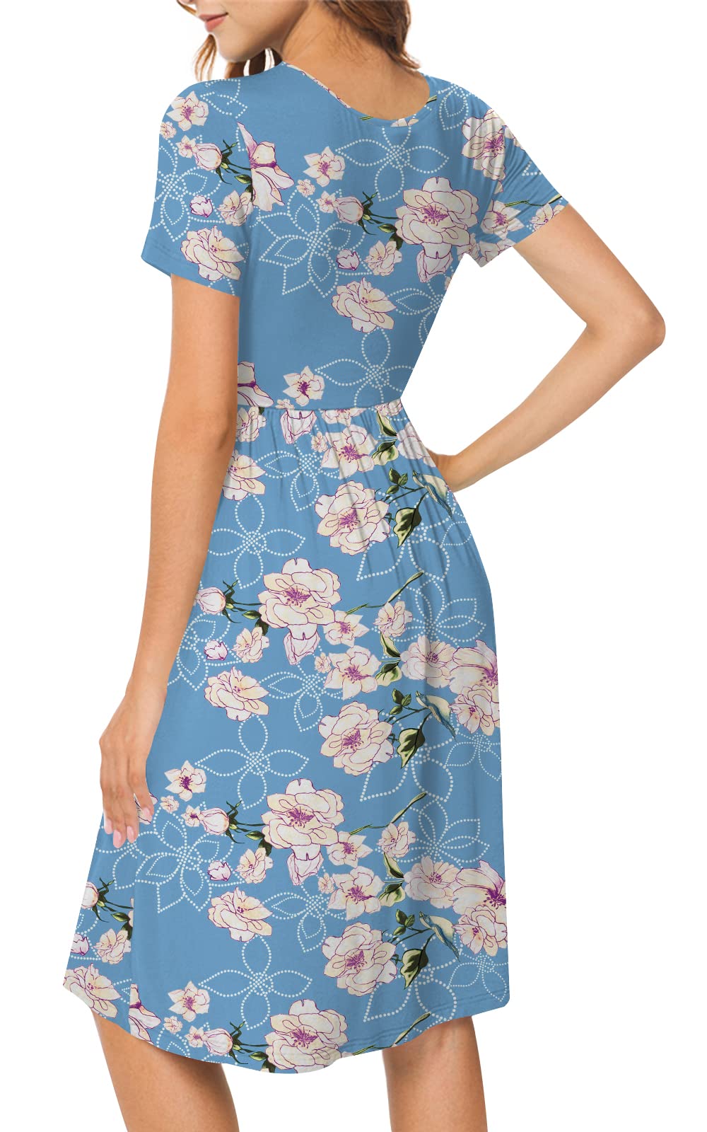 DB MOON Women's Plus Size Summer Casual Dress 2025 - V Neck Short Sleeve Knee Length Dress with Pockets (XL) | Perfect for Beach Vacations, Outdoor Parties & Everyday Wear