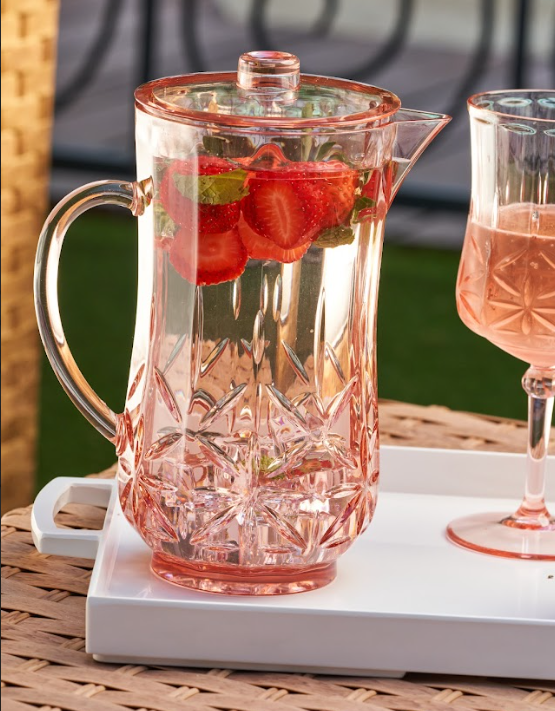 Elegant 53 Oz Classic Pitcher in Blush Pink - Perfect for Iced Tea, Lemonade & Summer Beverage Serving at Parties, BBQs & Outdoor Gatherings