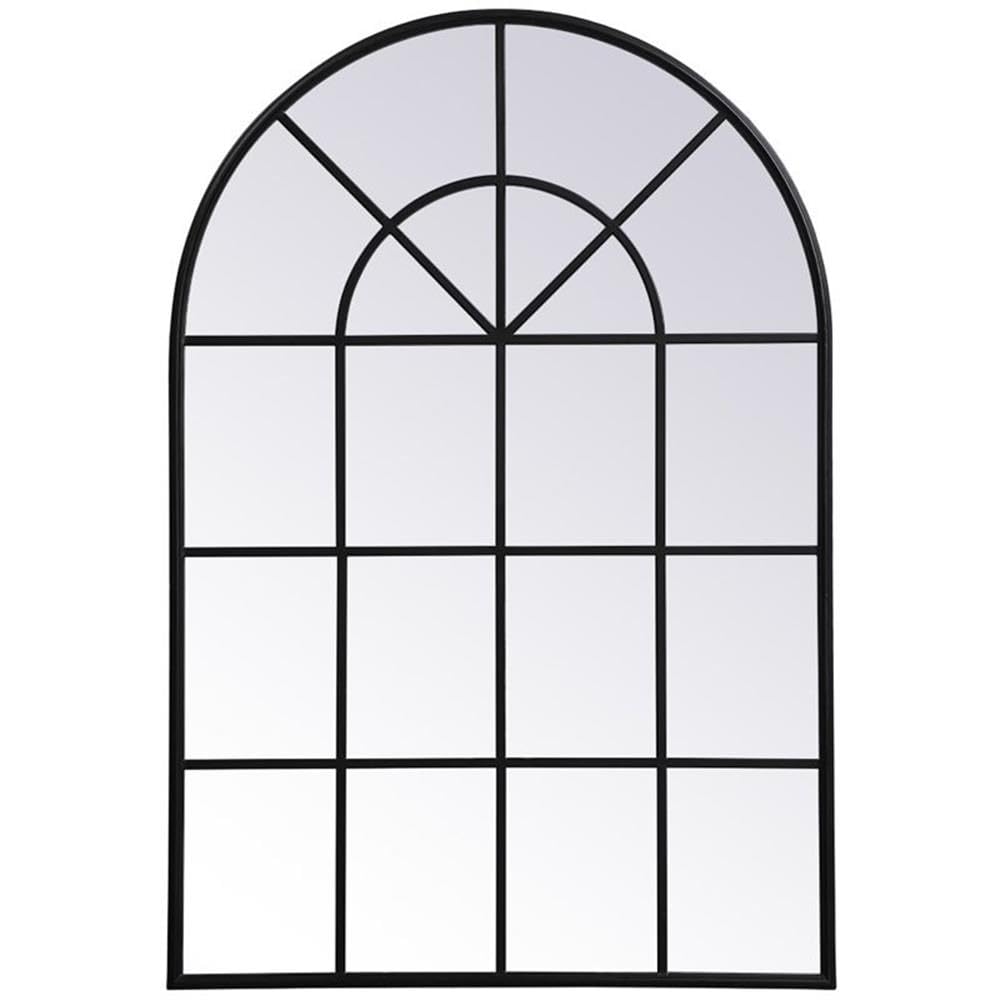 Vintage Black Metal Windowpane Mirror 53x36