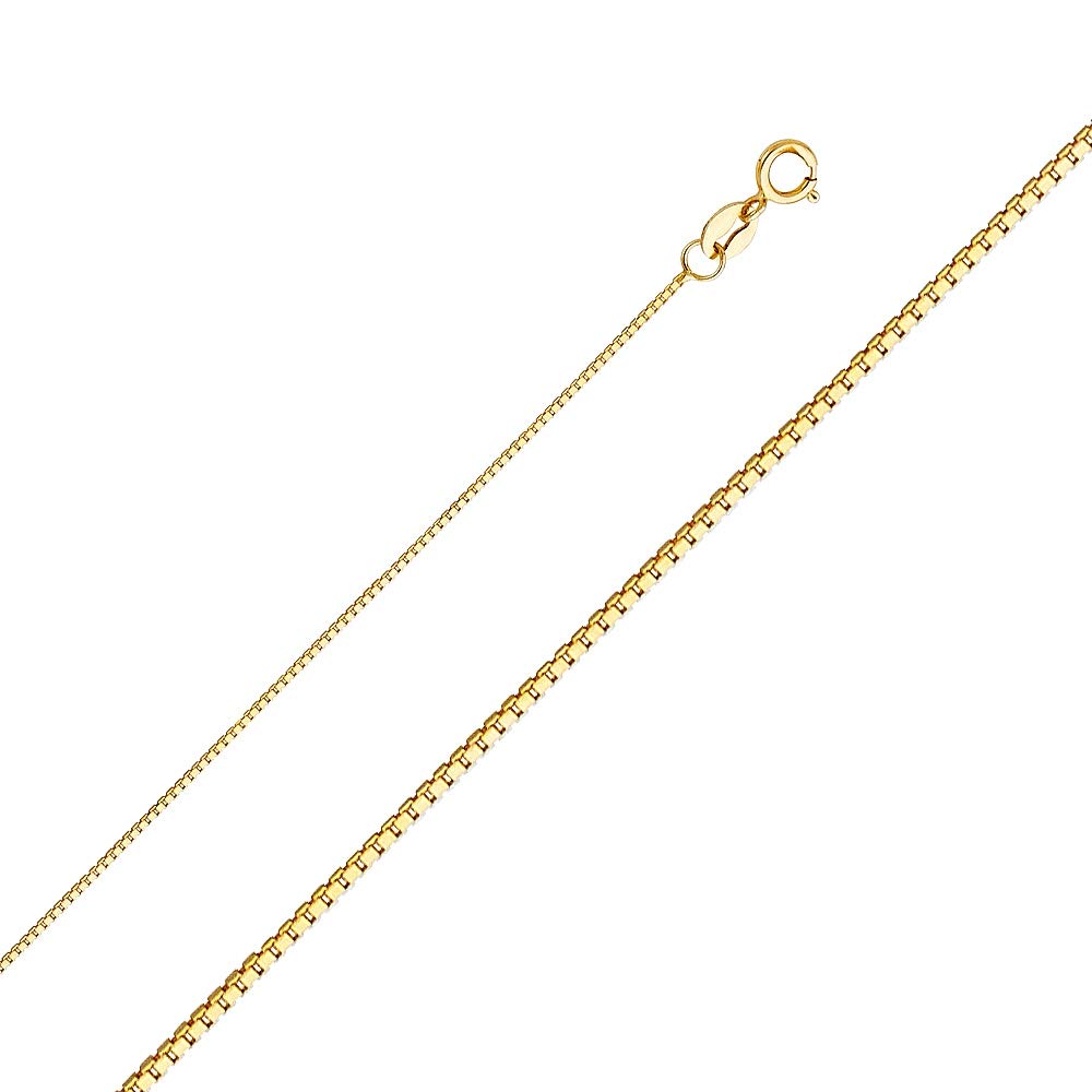 14K Yellow Gold 0.6mm Box Chain Necklace for Women - Dainty & Elegant Jewelry Gift - 16/18/20/22/24 Inch Length Options - Perfect for Everyday Wear, Special Occasions & Gifting