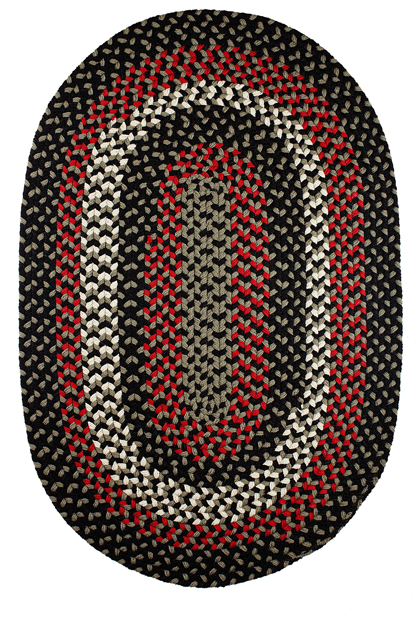 Rhody Rug Manhattan MA84 Black Satin 5' x 8' Oval Braided Area Rug - Non-Slip Floor Mat for Bedroom, Living Room & Hallway - Washable & Durable Home Decor Rug for High Traffic Areas - Made in USA | Perfect for Cozy Living Spaces & Entryway Decor