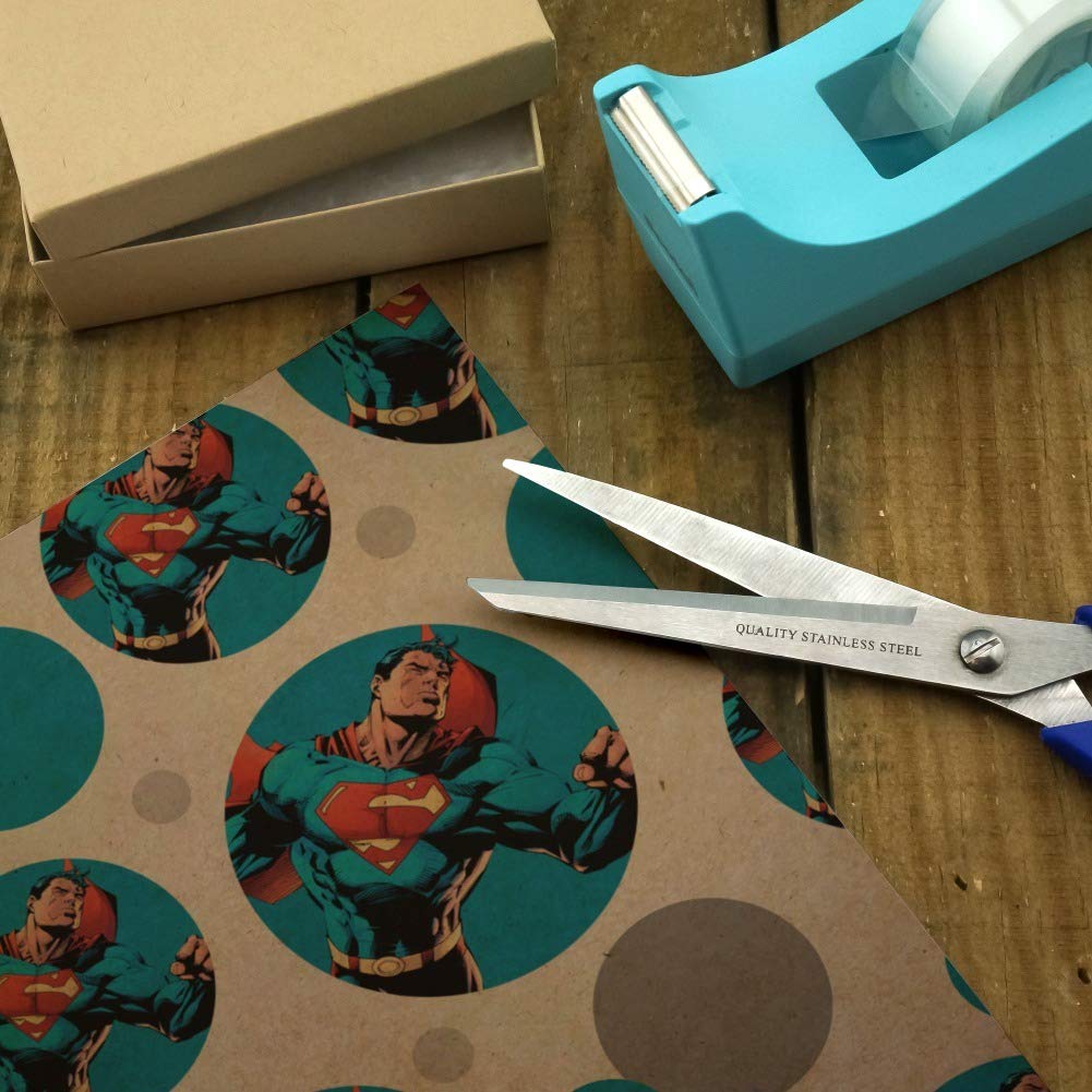 Superman Character Premium Kraft Gift Wrap Roll - Eco-Friendly Wrapping Paper for Birthdays, Holidays & Special Occasions - Perfect for Comic Book Fans & Superhero Lovers