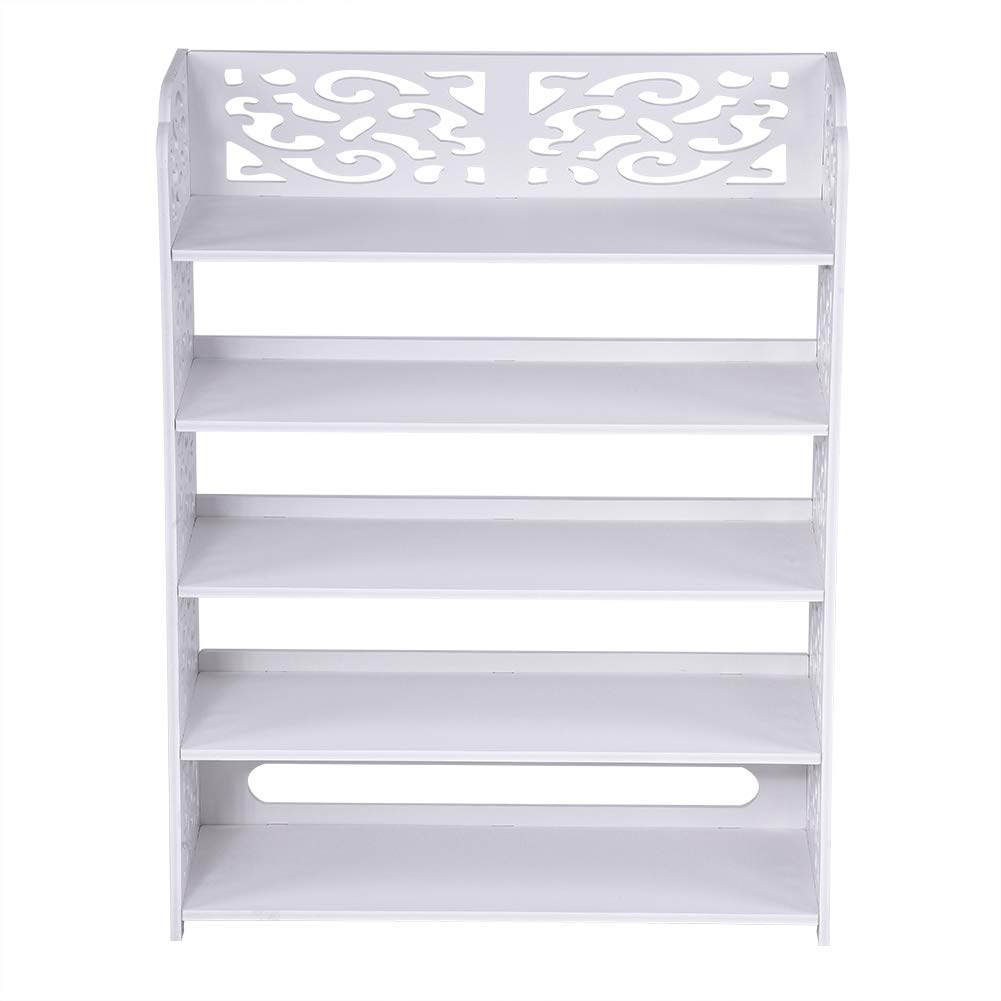 Biuzi 5-Tier Shoe Rack Organizer - Sturdy Wood Plastic Board Shoe Storage Stand for Home, Bedroom & Living Room - Space Saving Shoe Shelf for Sneakers, Boots & Heels | Perfect for Entryway, Closet & Apartment Organization