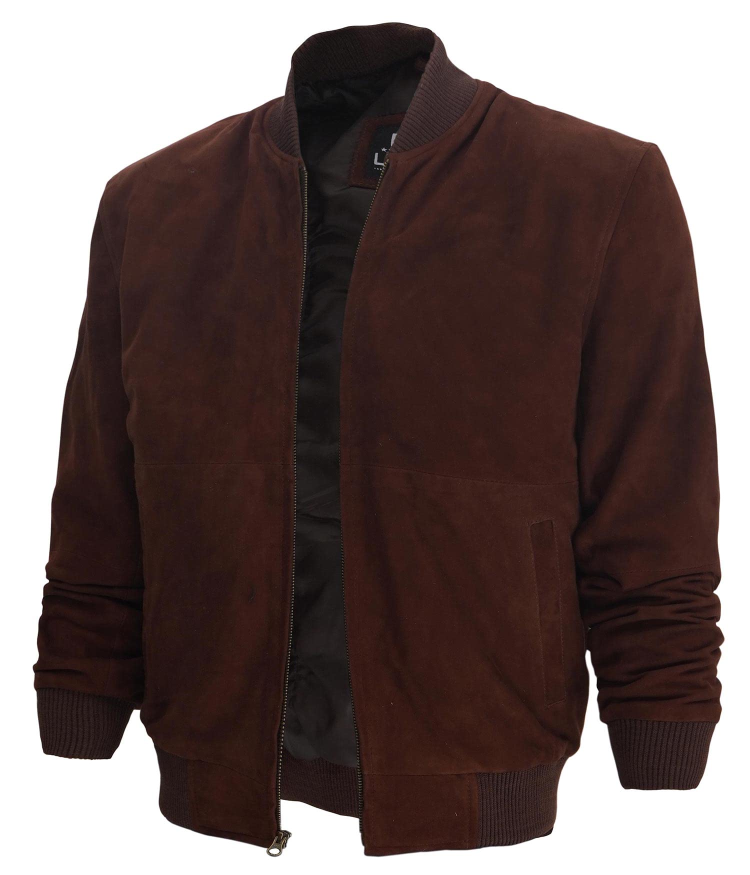 Genuine Suede Leather Bomber Jacket for Men - Classic Baseball Style Jacket | Winter Outerwear & Casual Fashion Wear