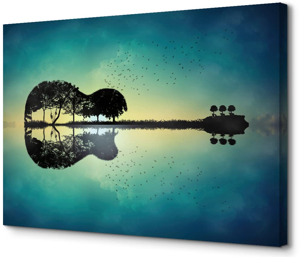 YOUHONG Guitar Canvas Wall Art - 16''H x 24''W Music Poster, Guitar Painting Decor for Bedroom & Living Room - Perfect for Musicians, Music Lovers & Home Decoration