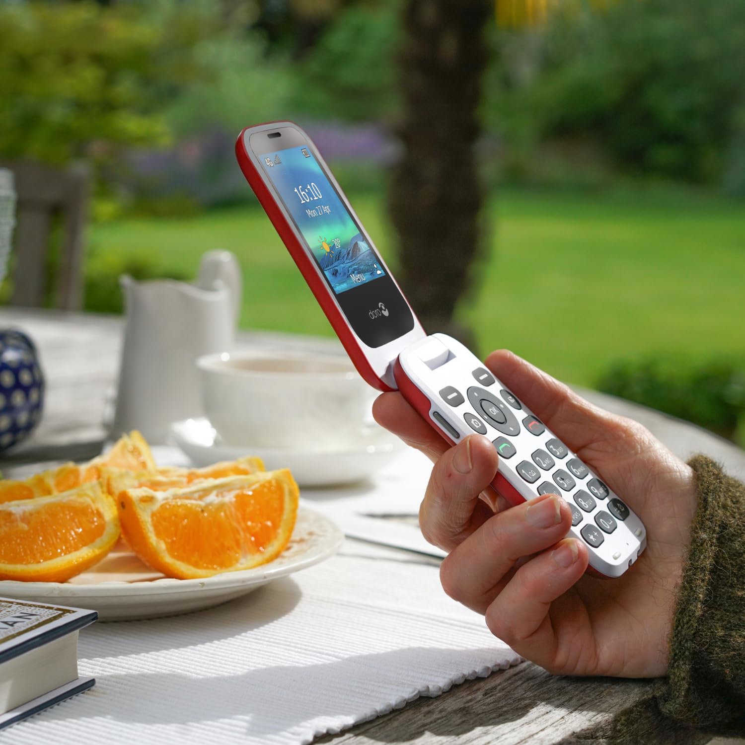 Doro 6880 4G Unlocked Flip Phone for Seniors - Big Button Easy-to-Use Mobile with Talking Number Keys, SOS Button, Charging Dock & Large Display (Red) | Perfect for Elderly Parents & Emergency Use at Home or Travel