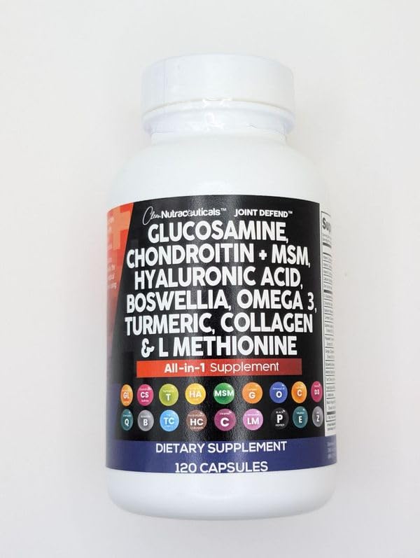 Premium Glucosamine Chondroitin MSM 1500mg with Turmeric Curcumin - Joint Support Supplement with Collagen, Hyaluronic Acid & Omega 3 for Men & Women - 120 Capsules - Supports Mobility & Comfort for Active Lifestyles, Workouts & Aging Joints