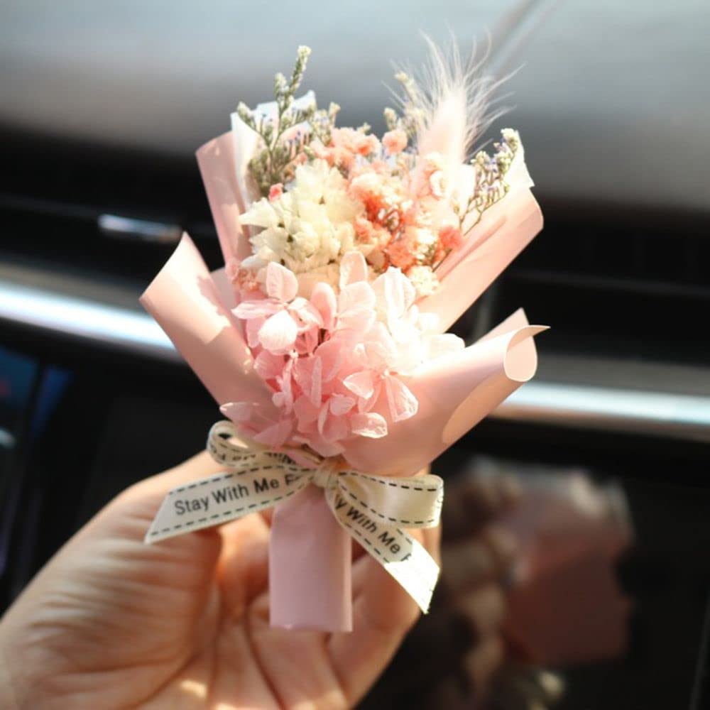 Mini Dried Flowers Bouquet for Car Air Vent Clips - Natural Car Air Freshener & Decorative Vent Accessories (Set of 3) - Perfect for Home, Office, and Car Interior Decor
