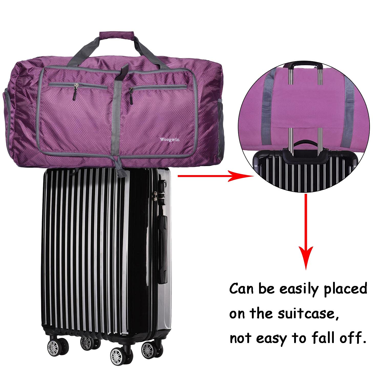 Woogwin Large Foldable Waterproof Travel Duffel Bag - Durable Overnight Gym Bag for Beach, Swim, Pool & Sports Activities