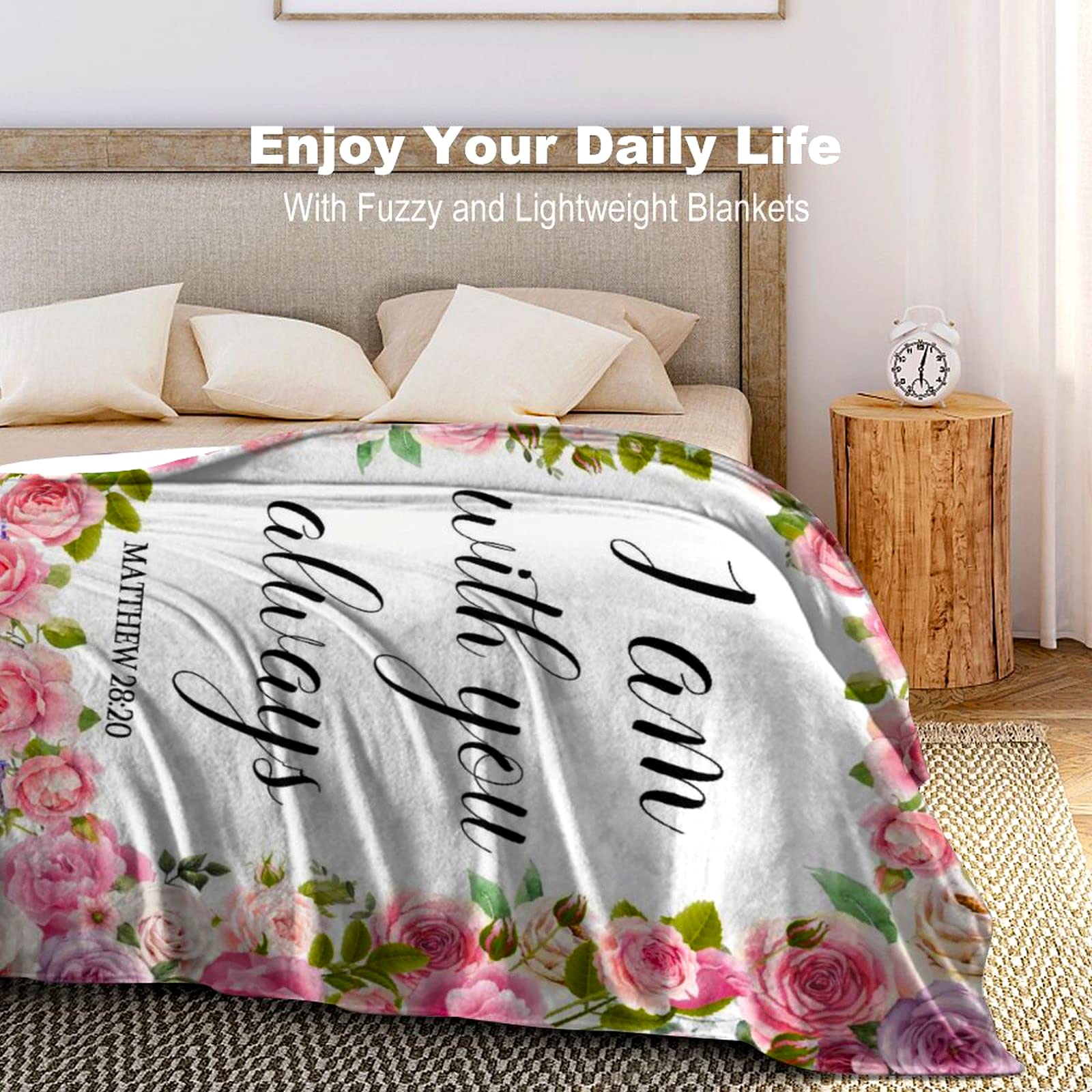 Christian Prayer Blanket with Bible Verses - Inspirational Religious Throw Blanket for Women & Men - Ultra Soft Warm Flannel Blanket 60