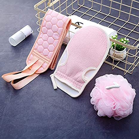 Exfoliating Body Scrubber Belt - 3PC Skin Brush for Bath & Shower - Multicolor