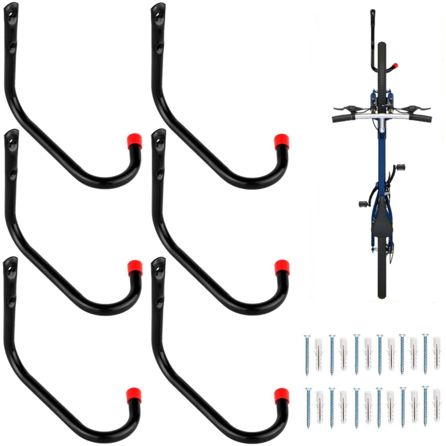 Bike Garage Storage Hook - Wall Mount Bicycle Hanger & Vertical Bike Rack for Indoor, Garage, Shed (Black) - Space Saving Bike Organizer for Home, Apartment & Cycling Enthusiasts