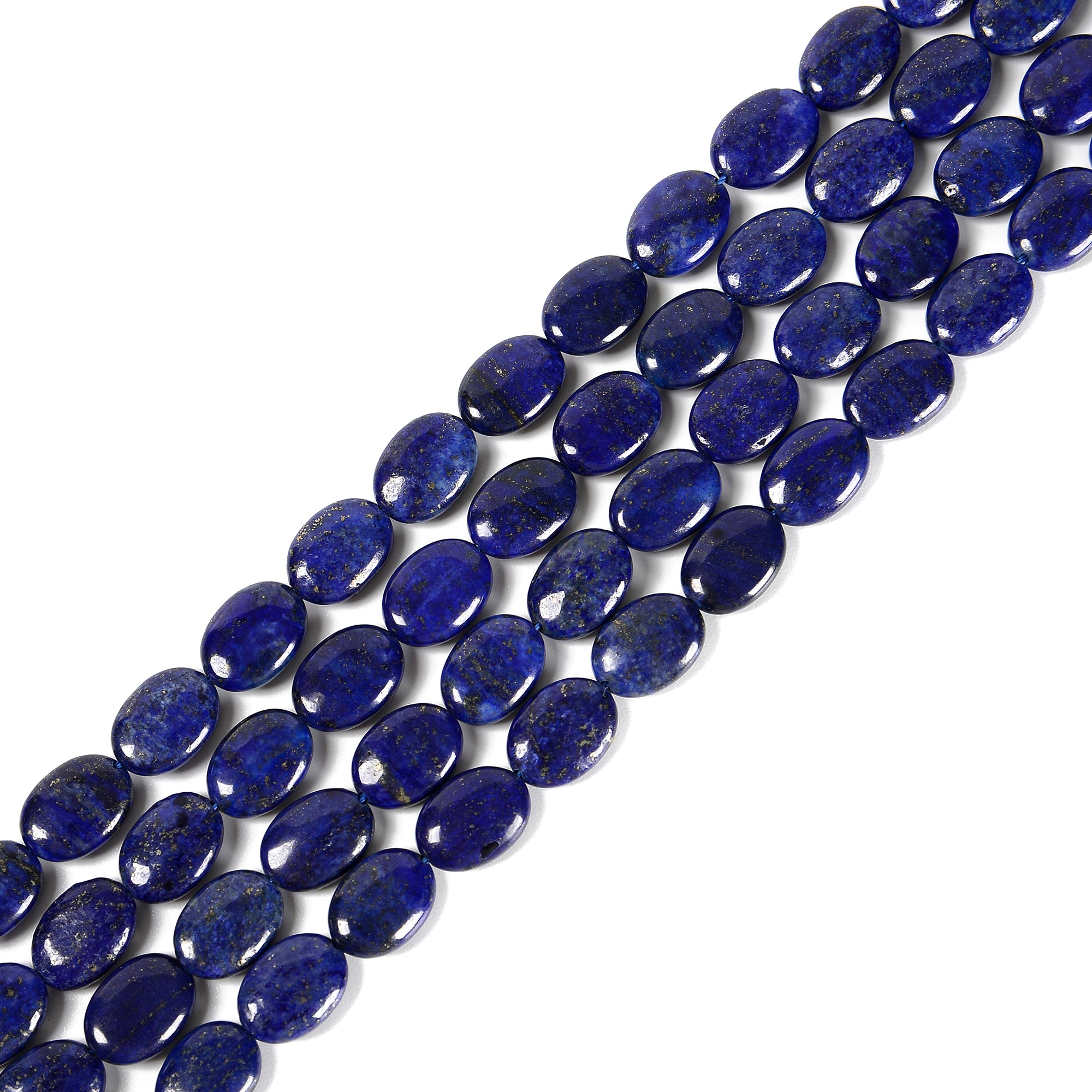 Lapis Lazuli Smooth Oval Beads - 8x10mm, 10x14mm, 13x18mm, 15.5 Inch Strand - Natural Stone Jewelry Making Supplies for DIY Bracelets, Necklaces & Craft Projects