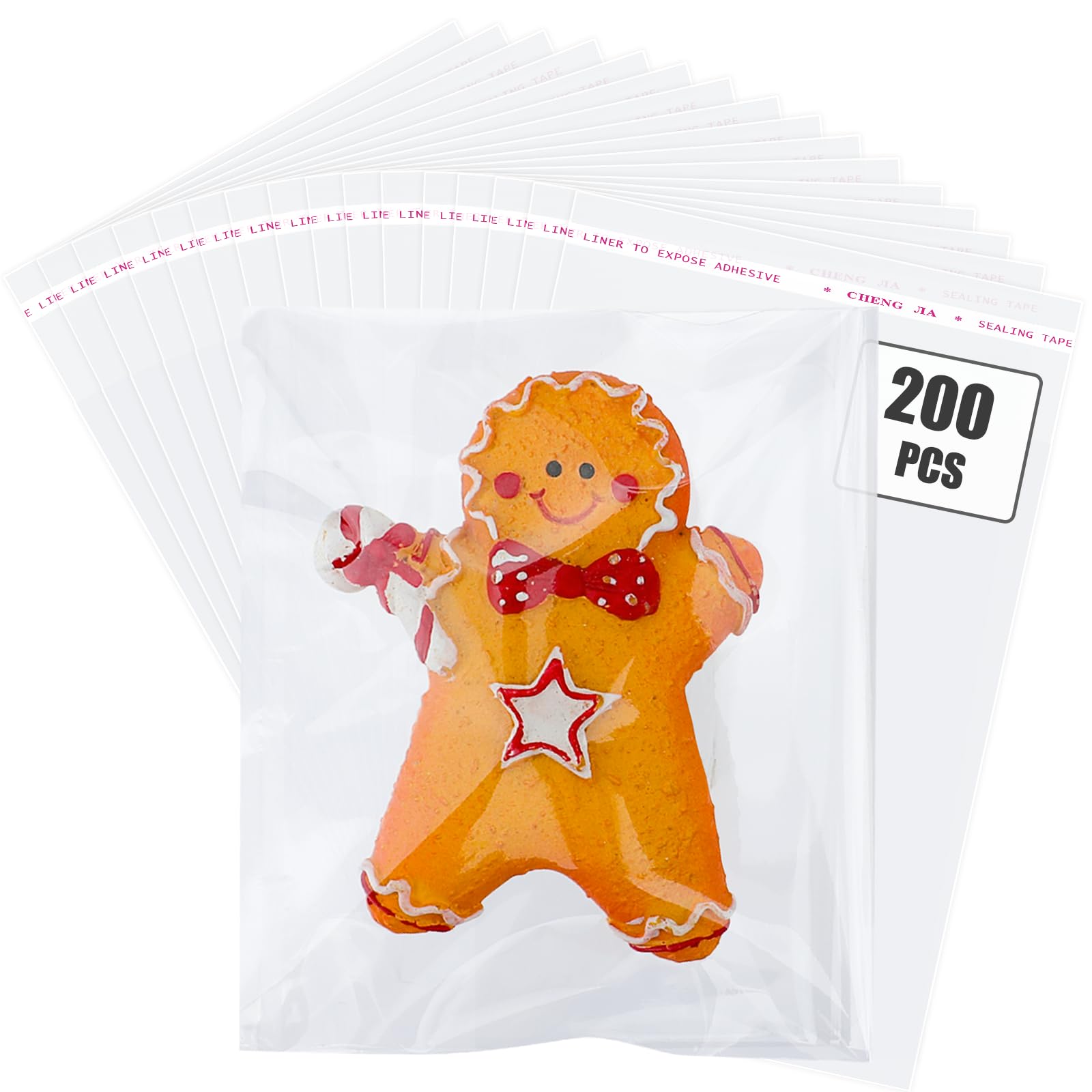 200 Pcs 4x6 Inch Clear Self Sealing Cellophane Cookie Bags - Bakery Packaging, Gift Wrapping & Party Favors for Cookies, Candies, Treats & Small Gifts